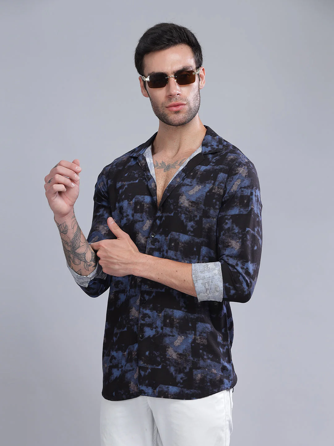 Men Astral Black Rayon Shirt - Image 2