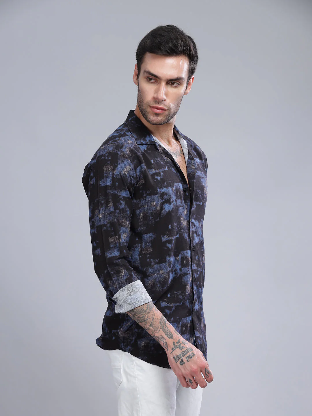 Men Astral Black Rayon Shirt - Image 4