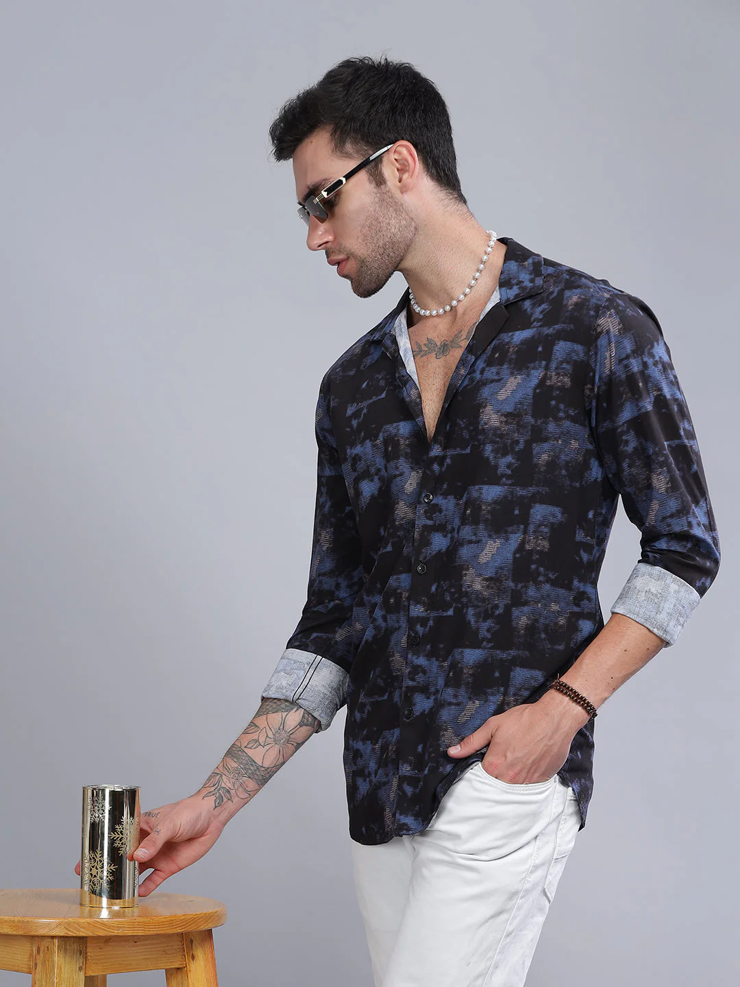 Men Astral Black Rayon Shirt - Image 5