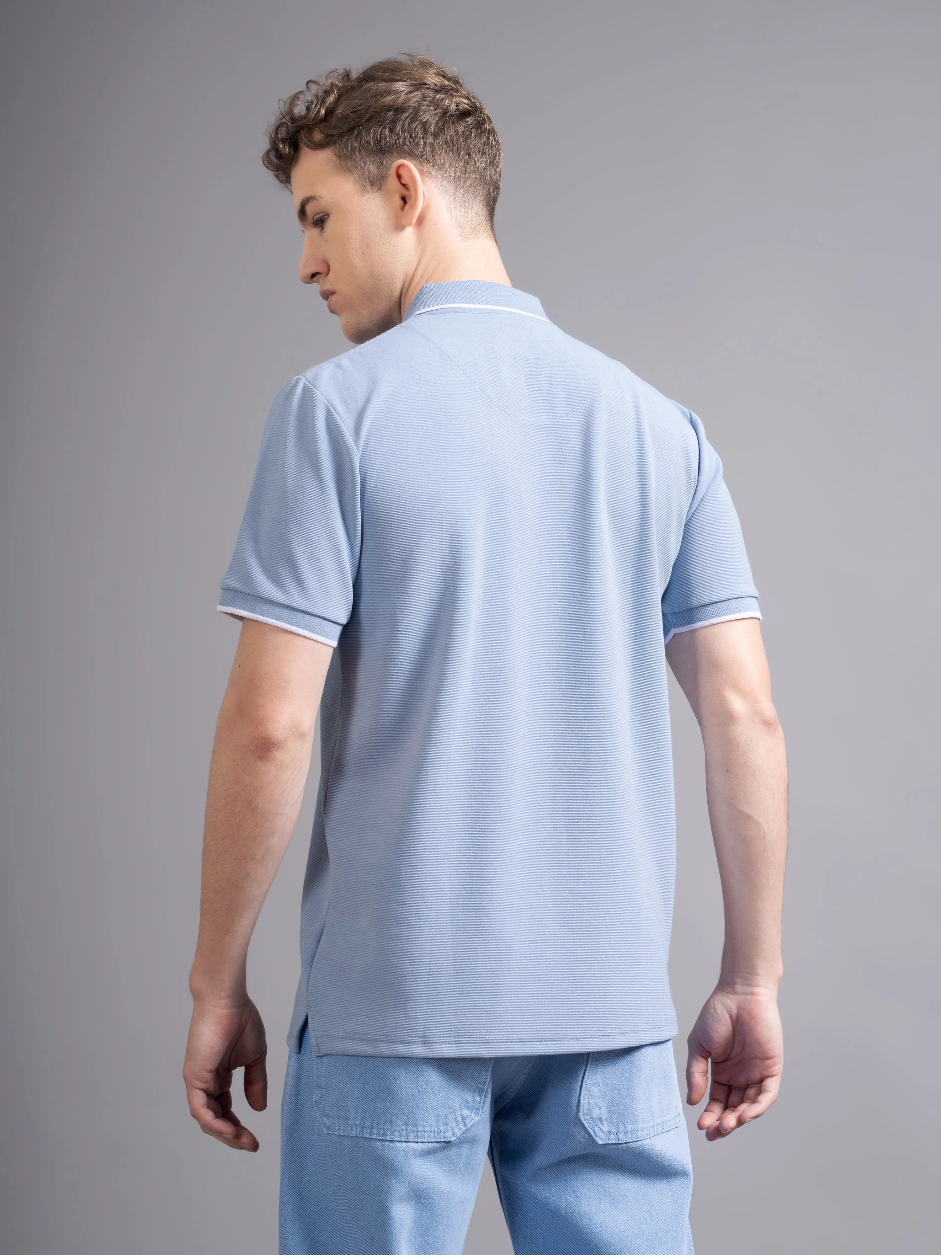 Men Aurel Blue Polo T-Shirt - Image 3