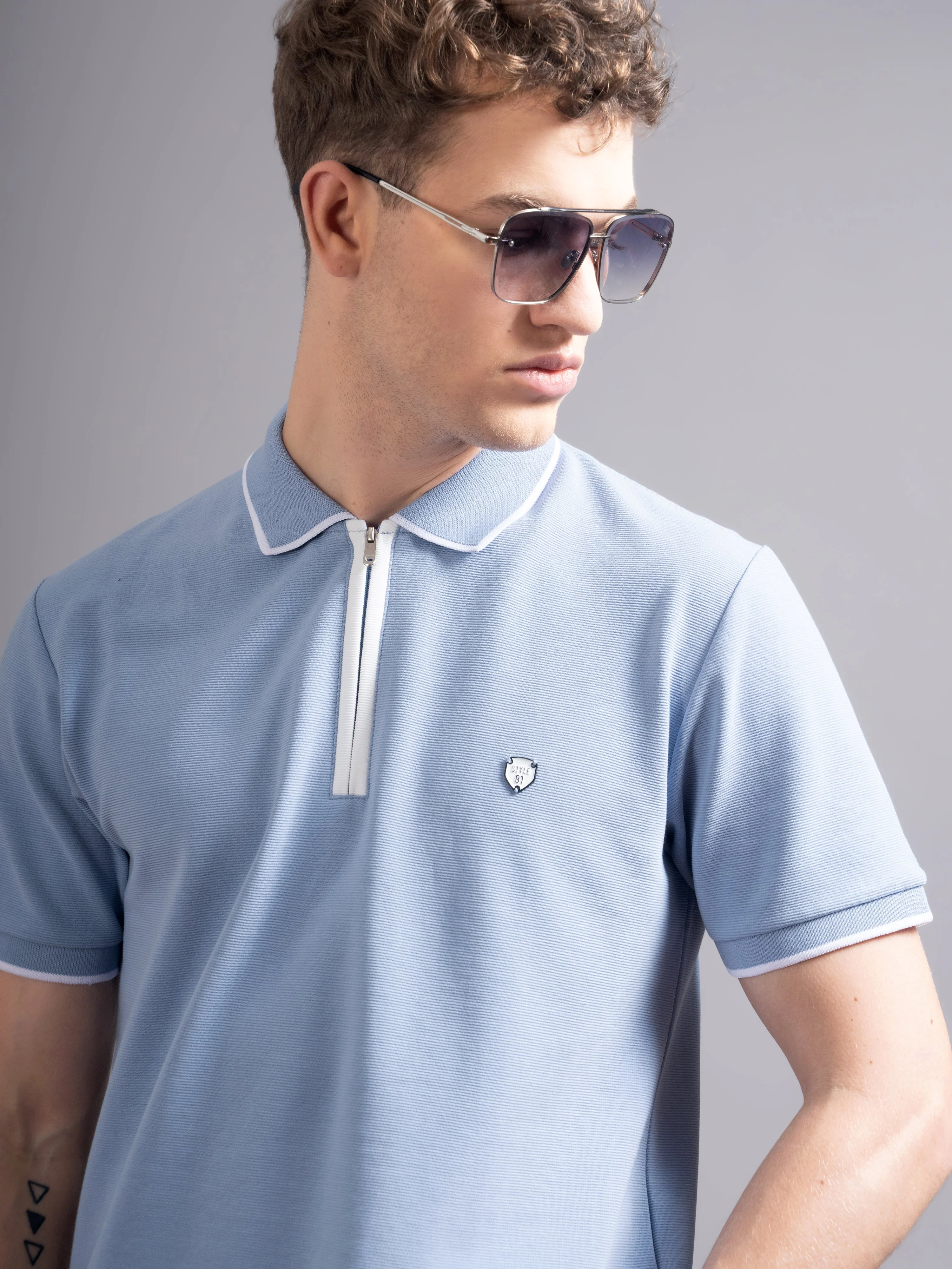 Men Aurel Blue Polo T-Shirt - Image 4