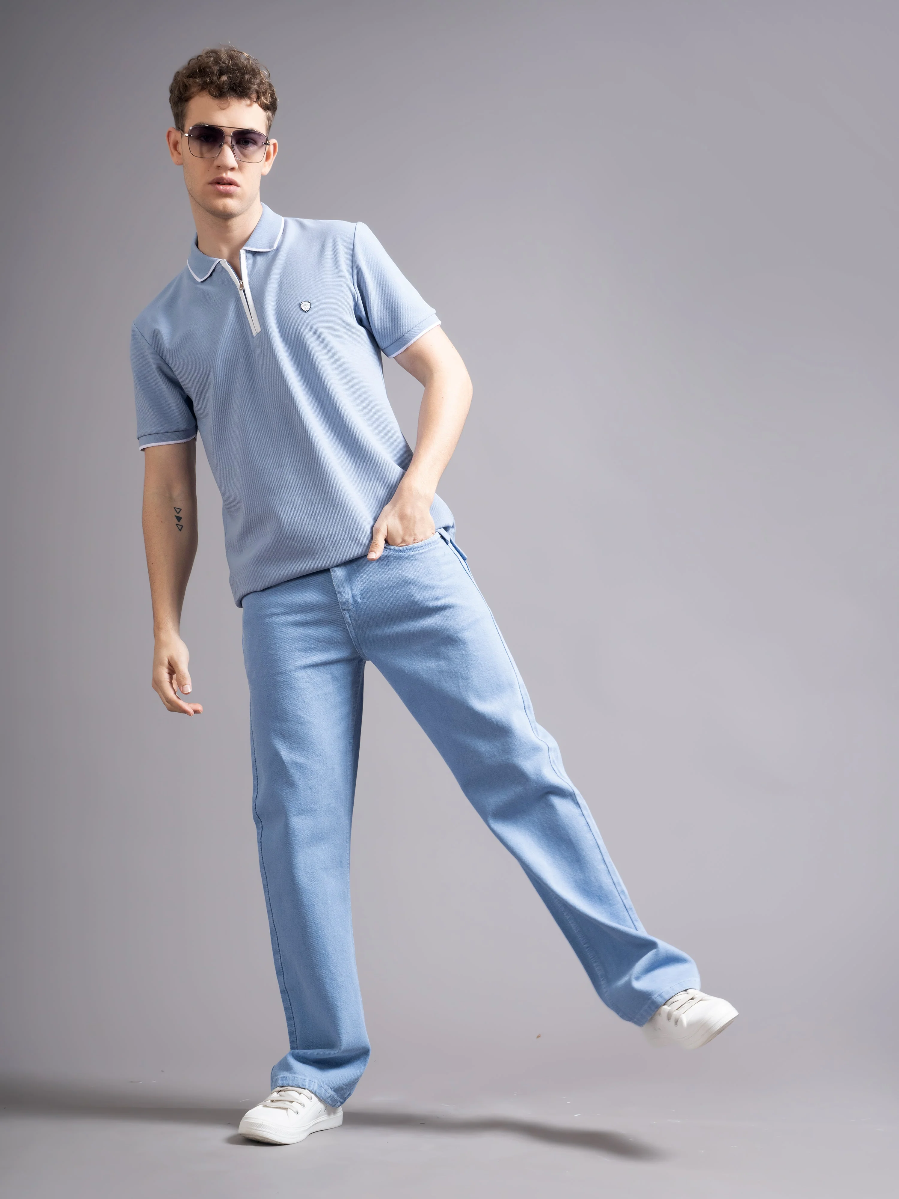 Men Aurel Blue Polo T-Shirt - Image 5