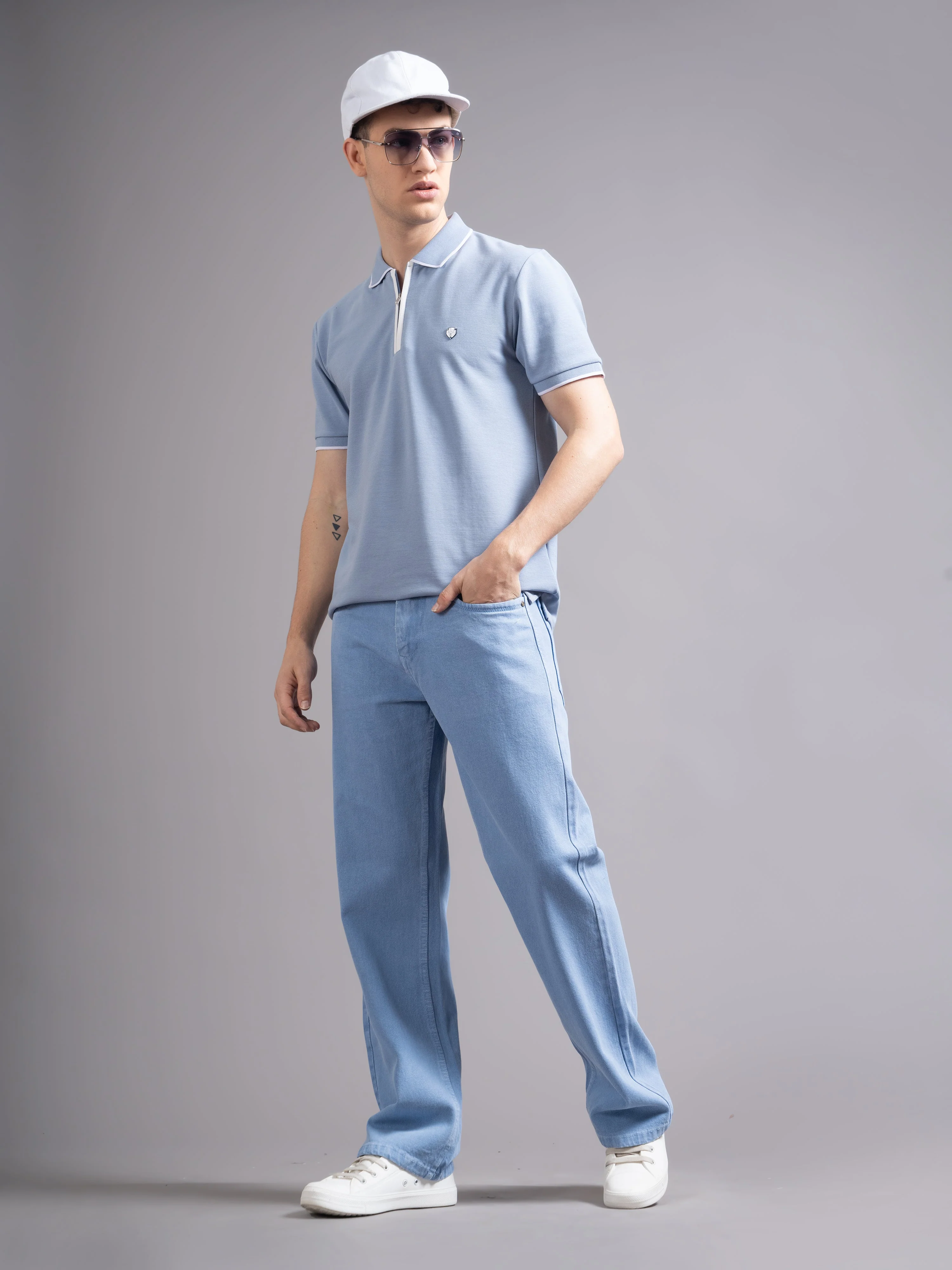 Men Aurel Blue Polo T-Shirt - Image 6