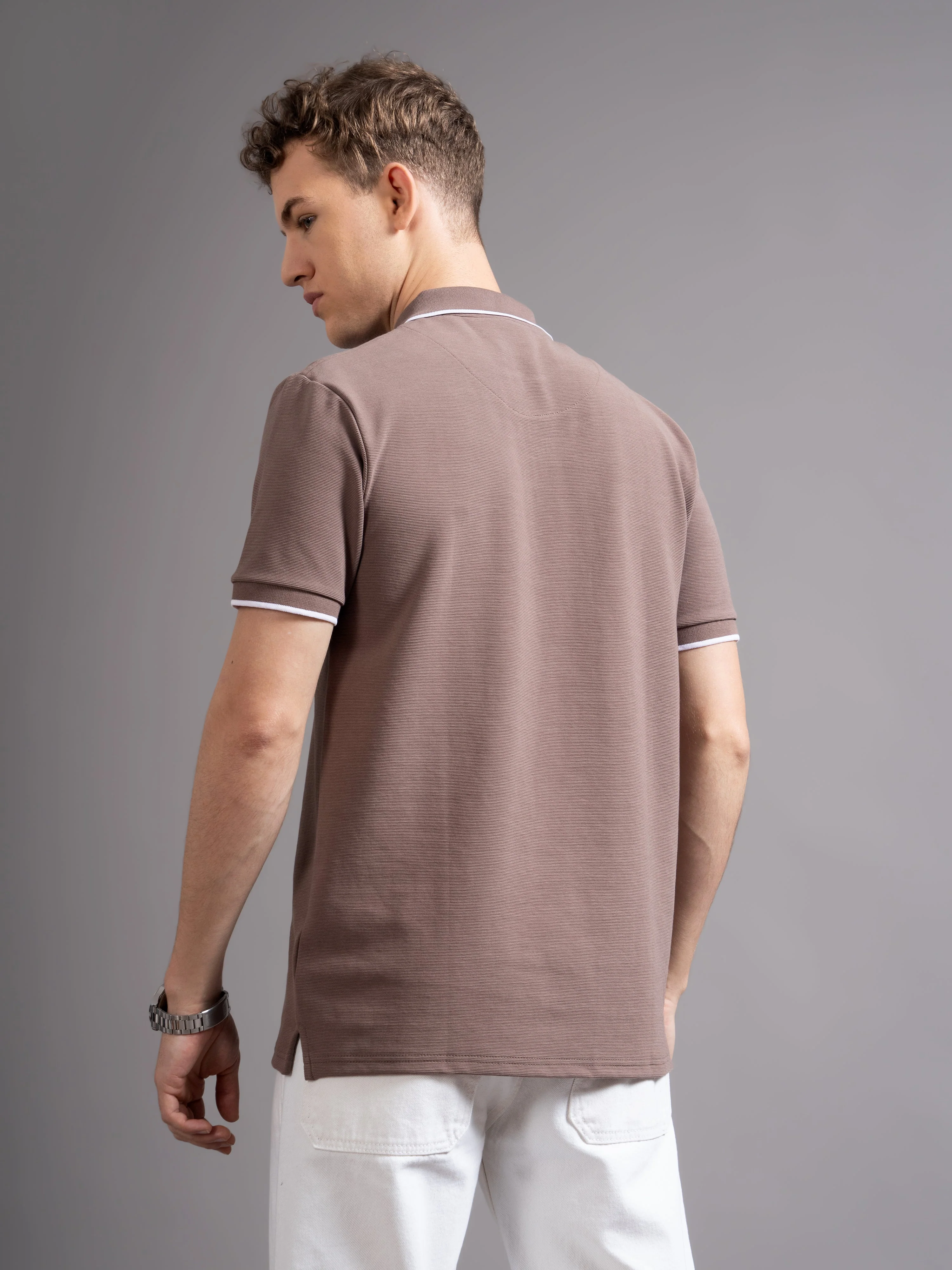 Men Aurel Brown Polo T-Shirt - Image 3