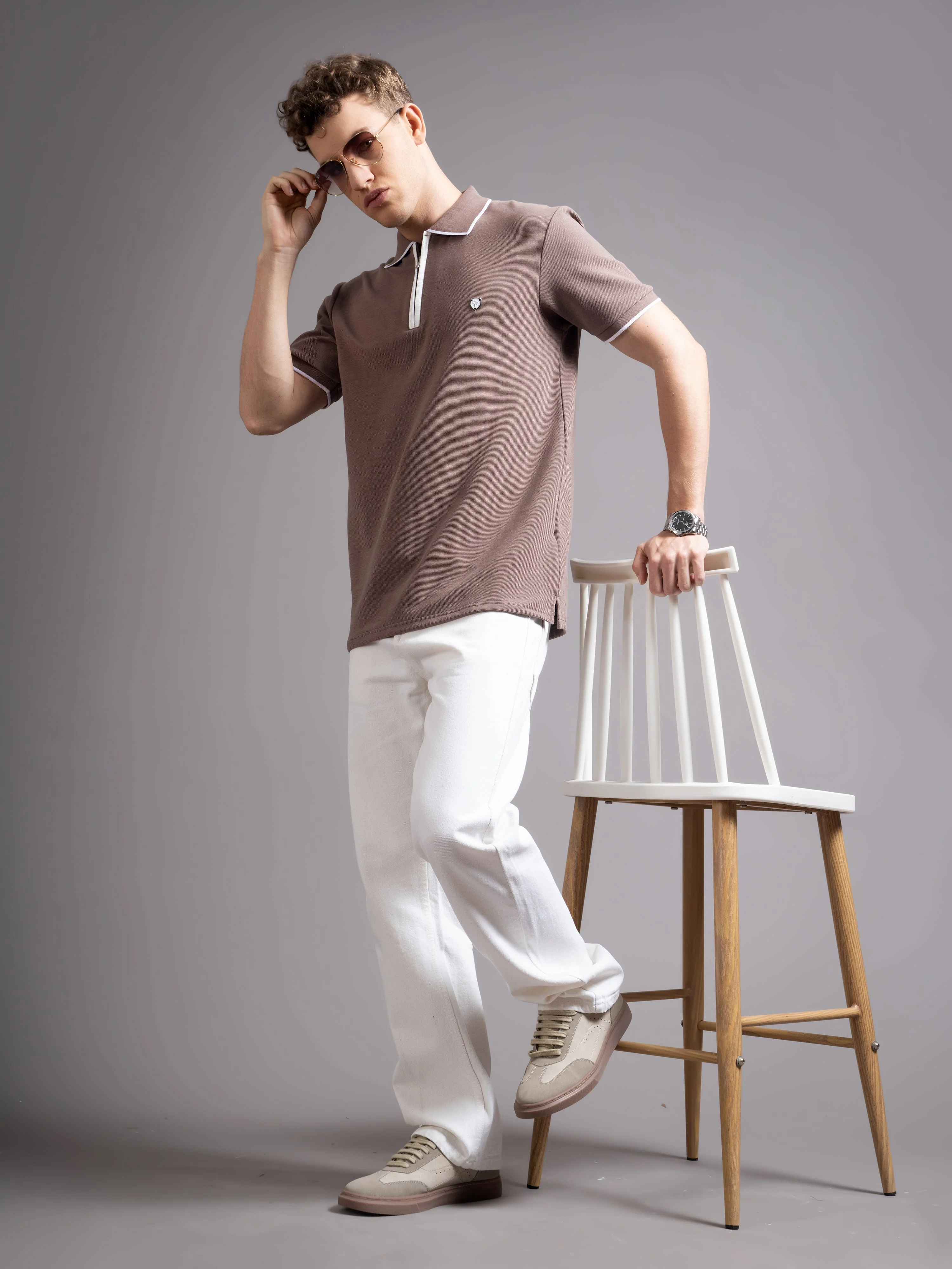 Men Aurel Brown Polo T-Shirt - Image 5