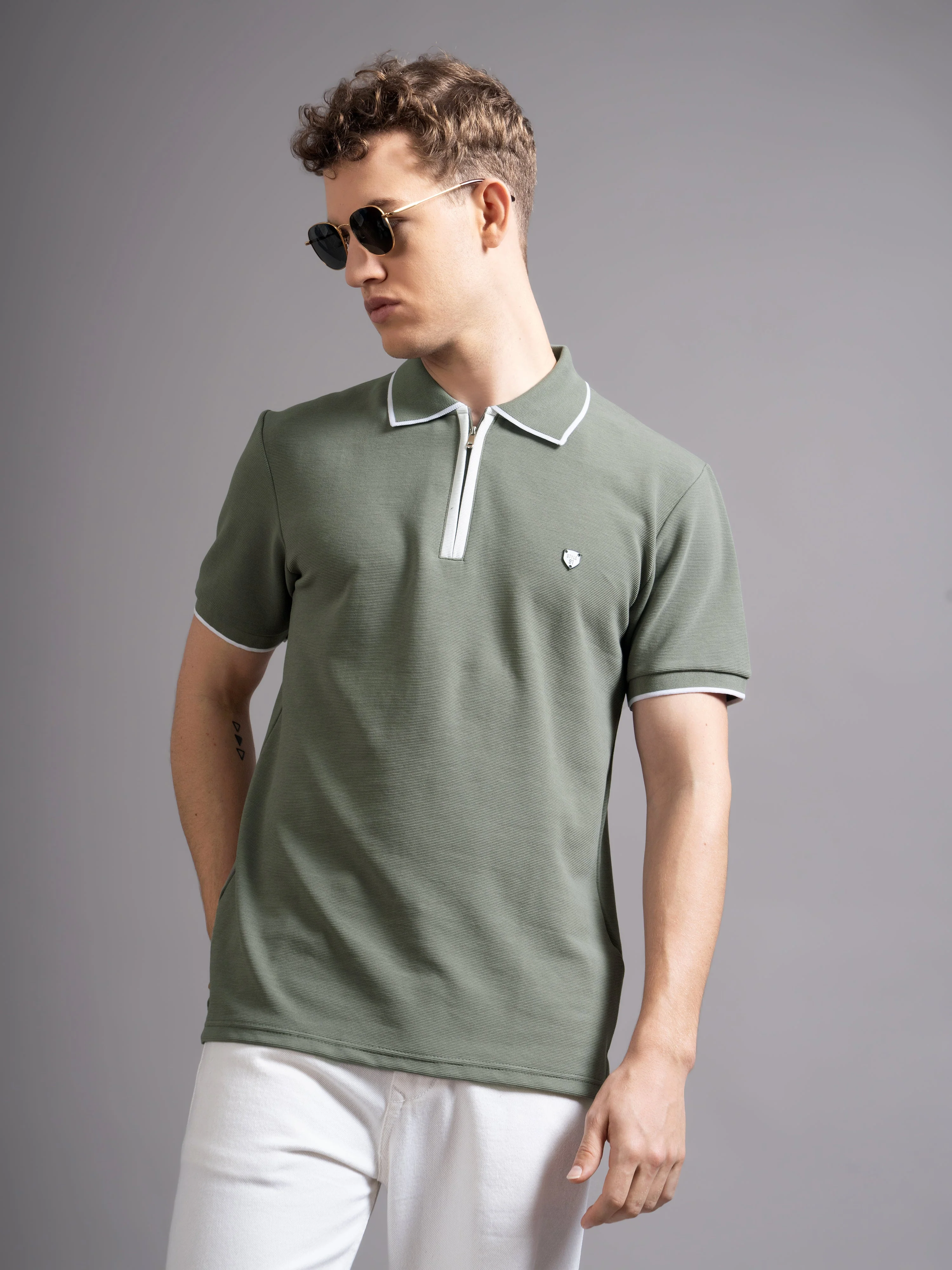 Men Aurel Green Polo T-Shirt - Image 2