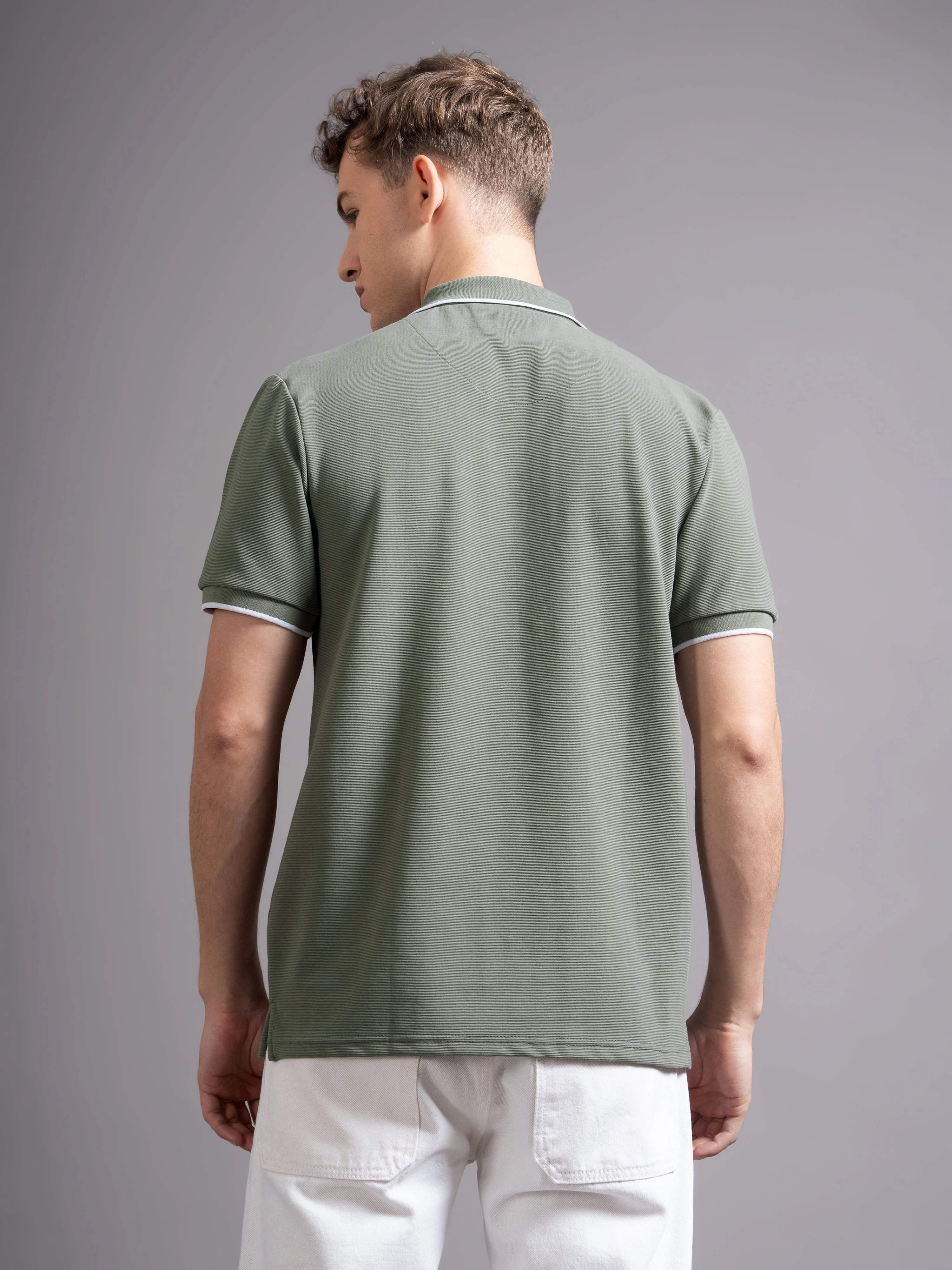 Men Aurel Green Polo T-Shirt - Image 3