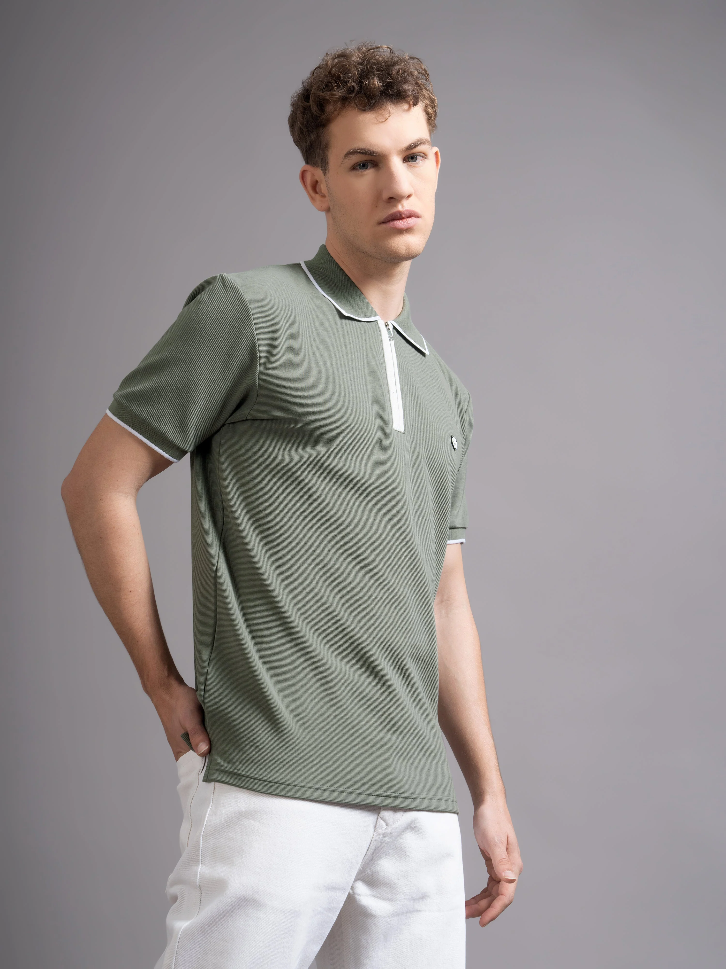 Men Aurel Green Polo T-Shirt - Image 7