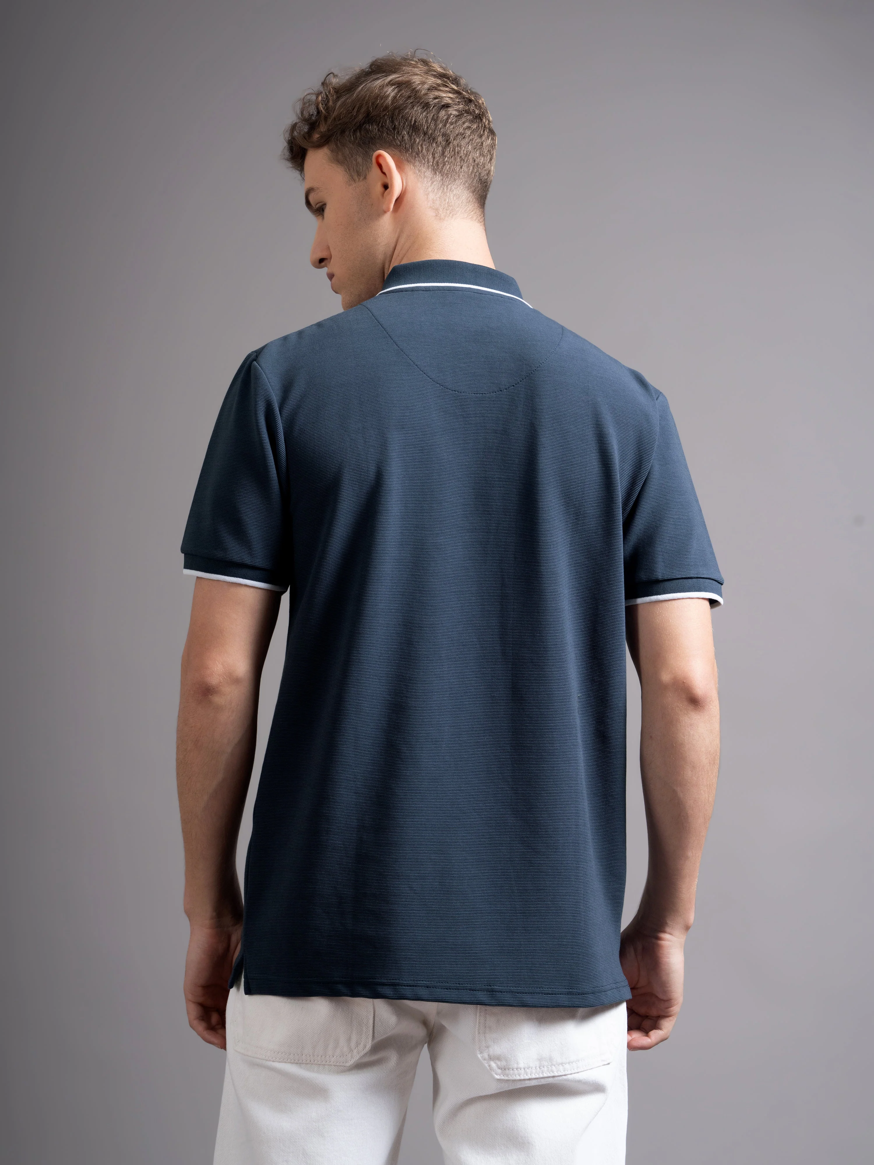 Men Aurel Navy Polo T-Shirt - Image 3