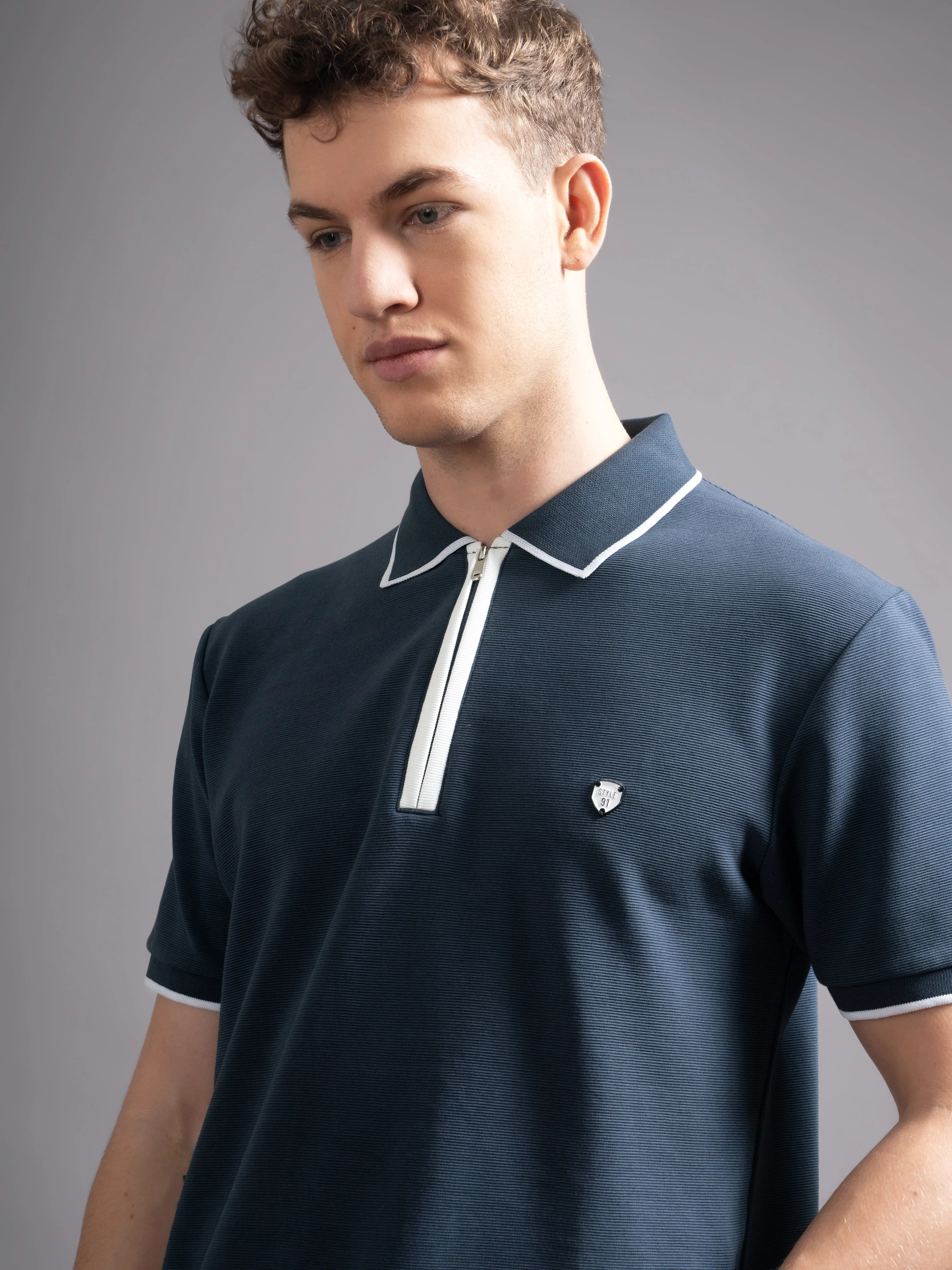 Men Aurel Navy Polo T-Shirt - Image 4