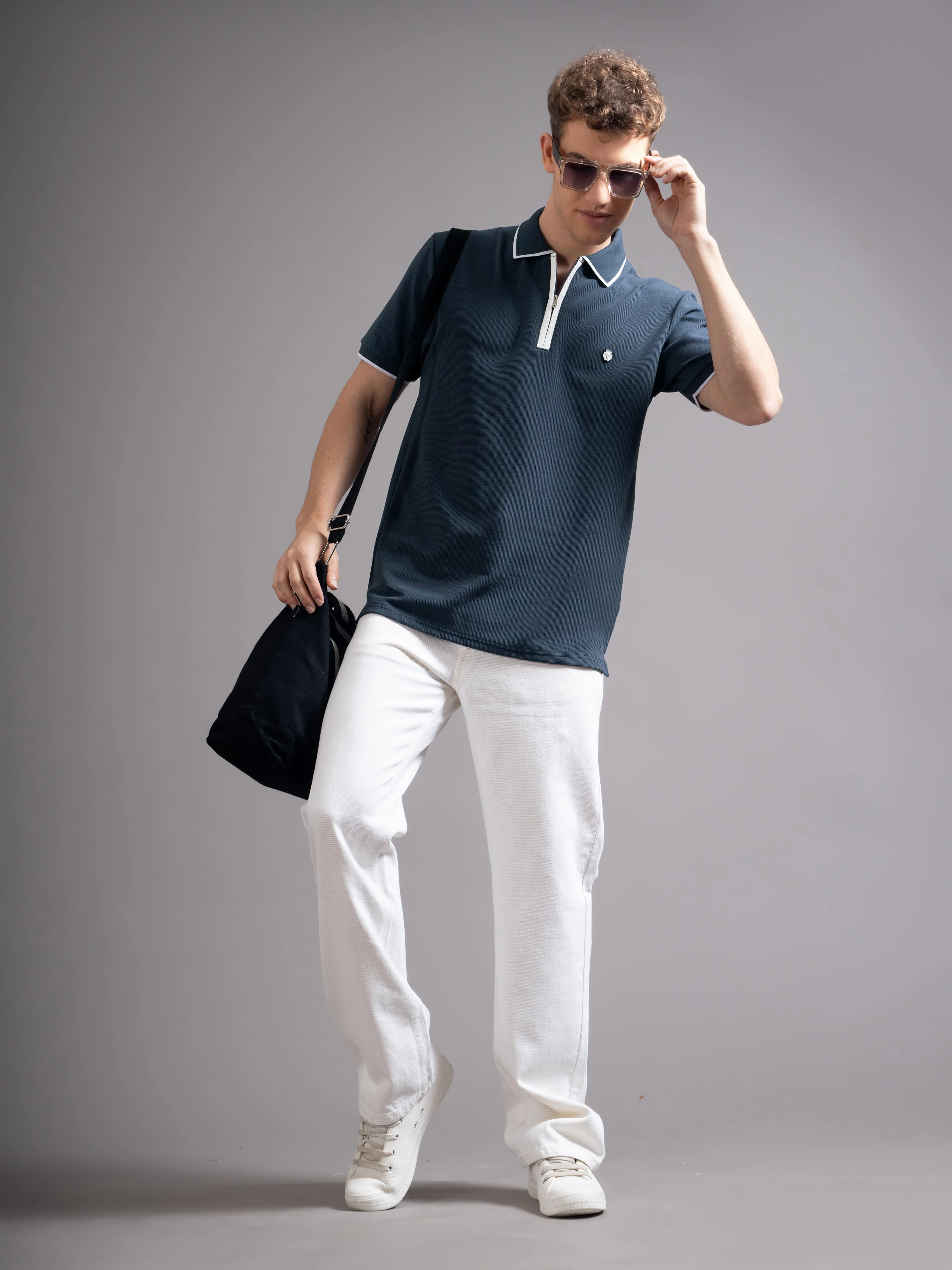 Men Aurel Navy Polo T-Shirt - Image 5