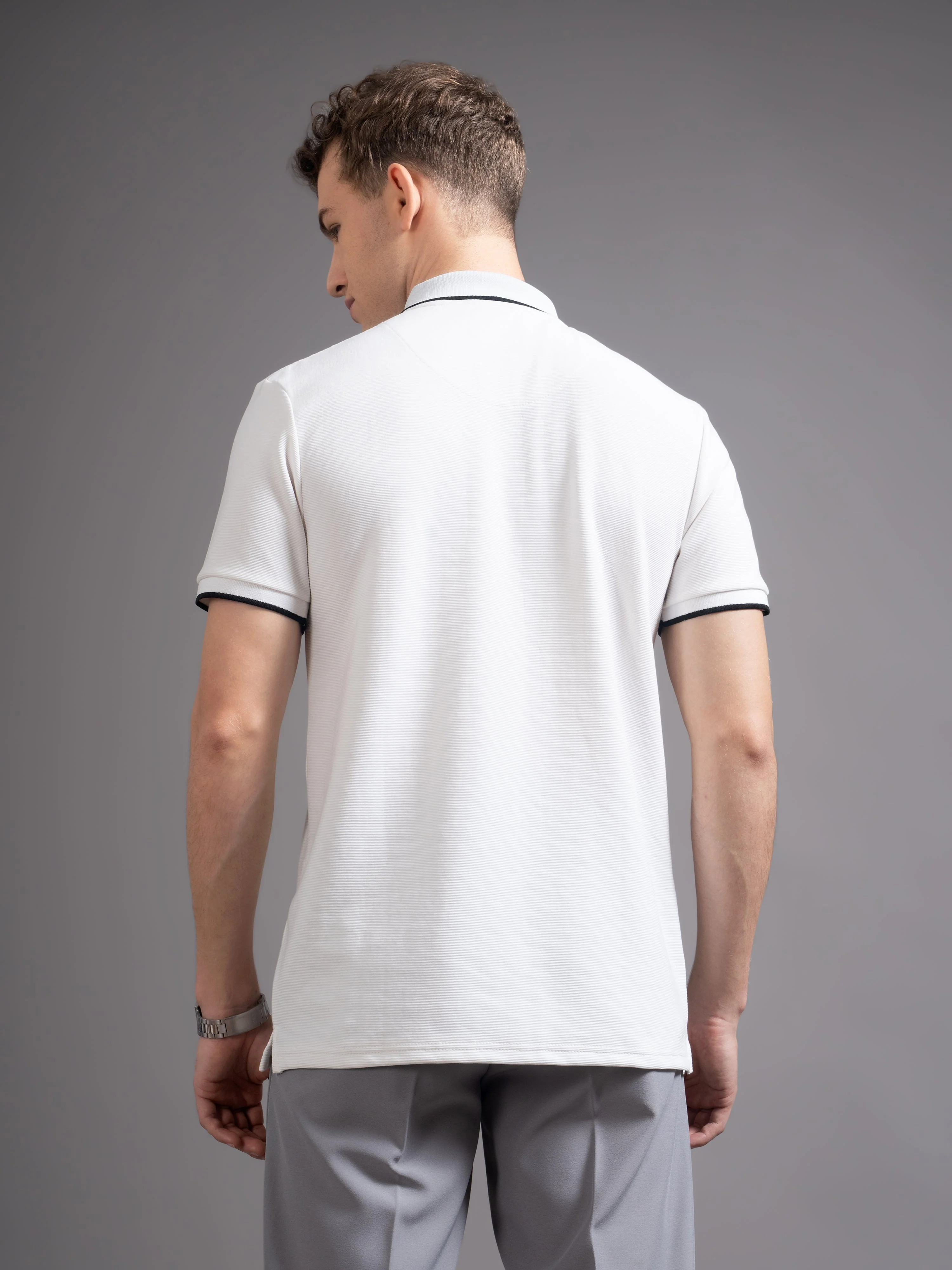 Men Aurel White Polo T-Shirt - Image 2