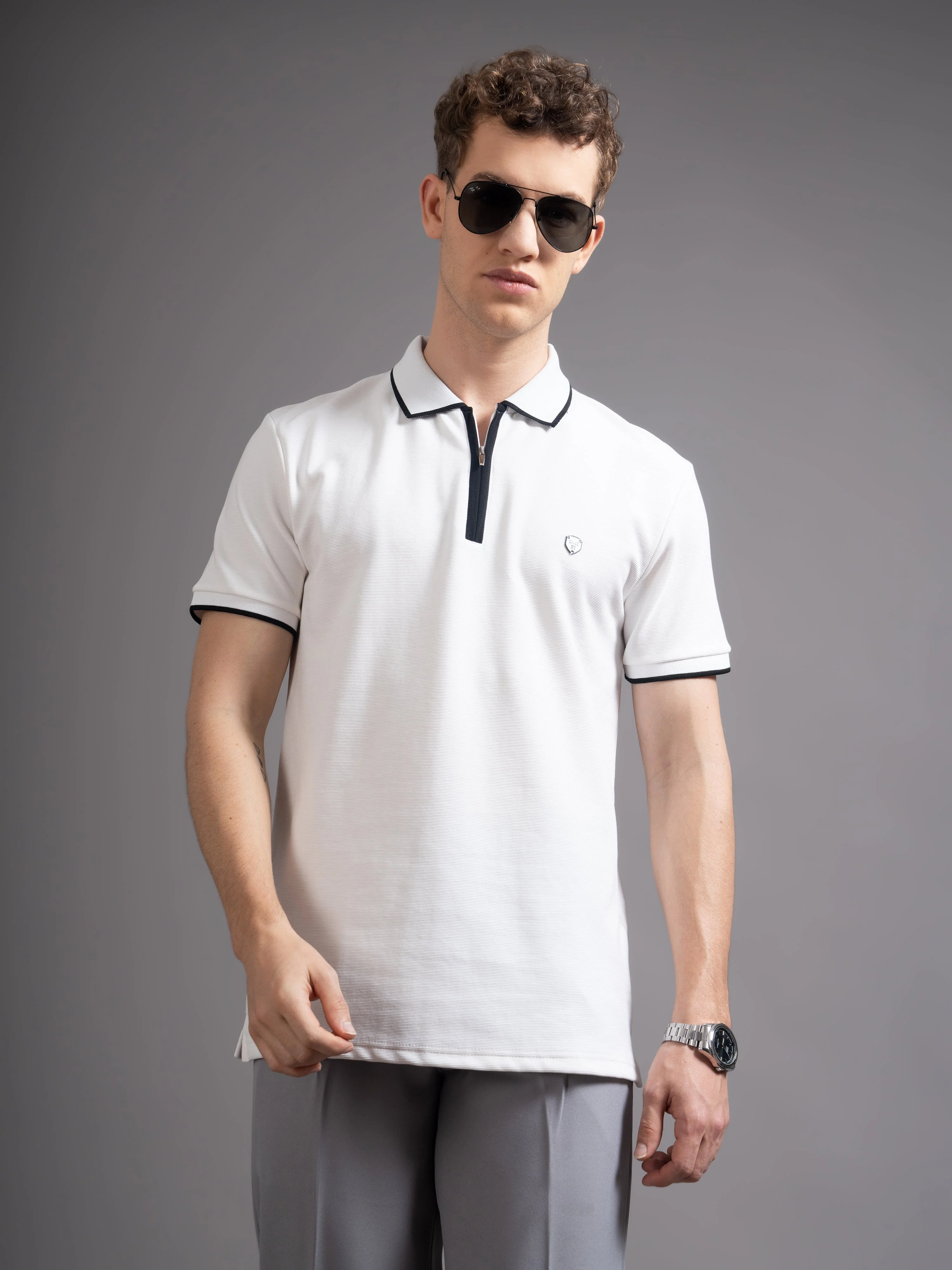 Men Aurel White Polo T-Shirt - Image 3