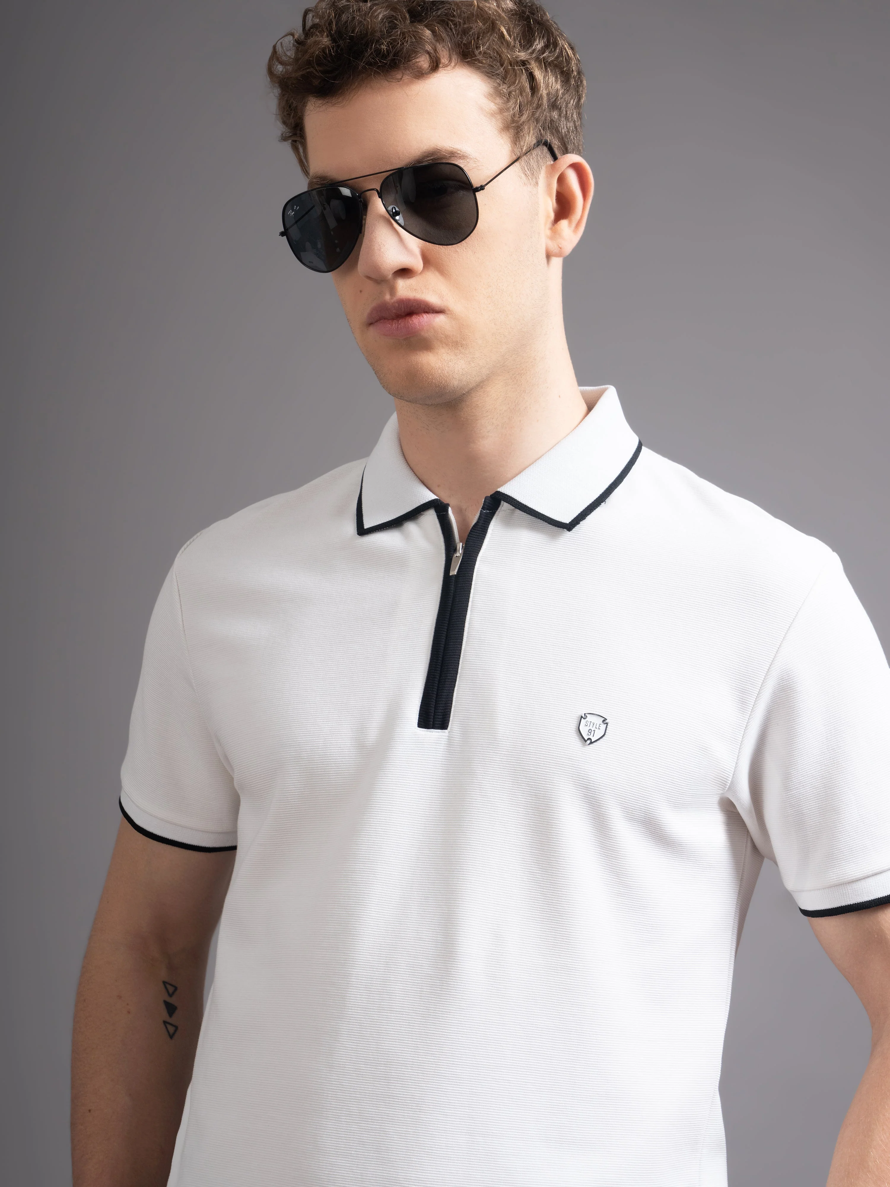Men Aurel White Polo T-Shirt - Image 4
