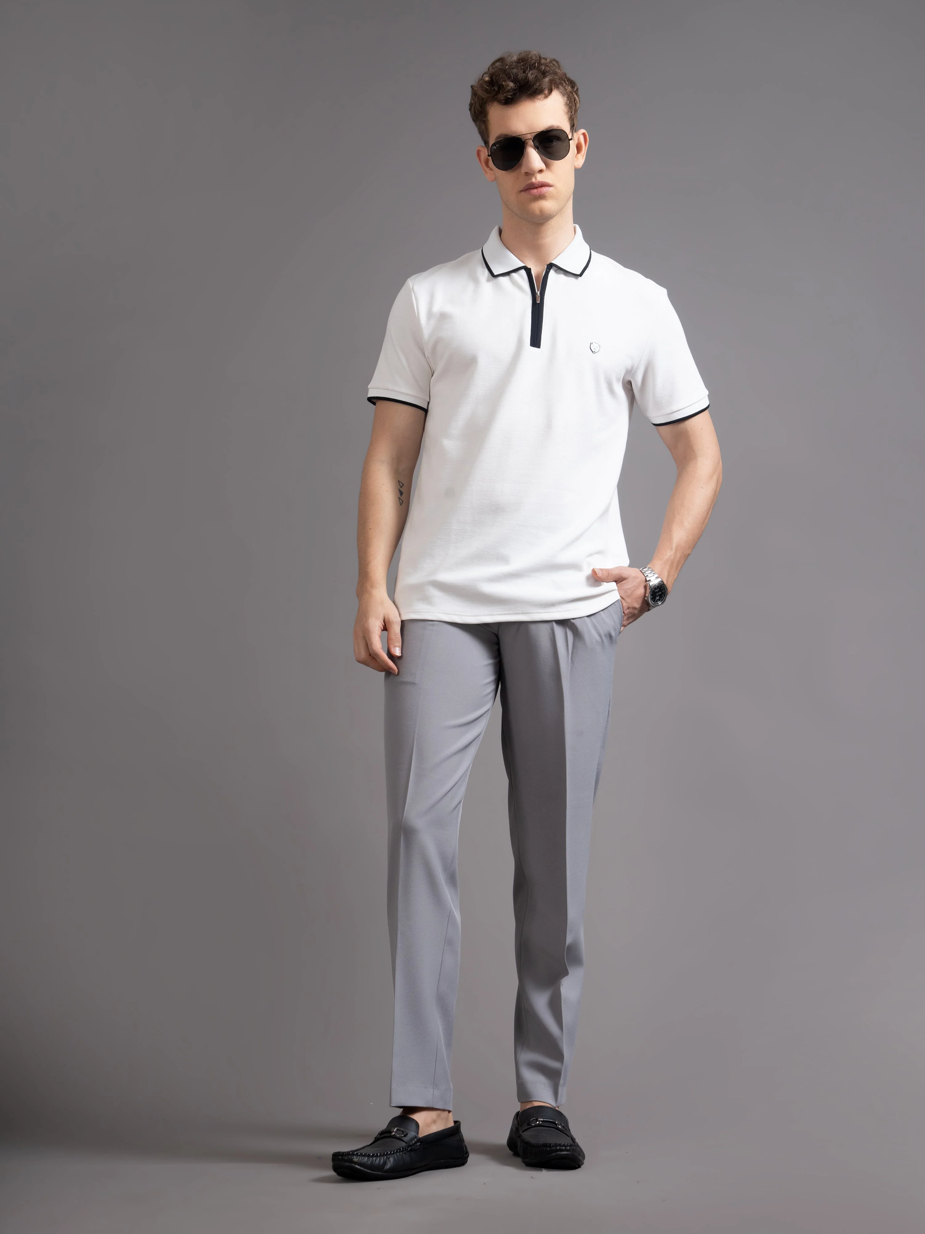 Men Aurel White Polo T-Shirt - Image 5