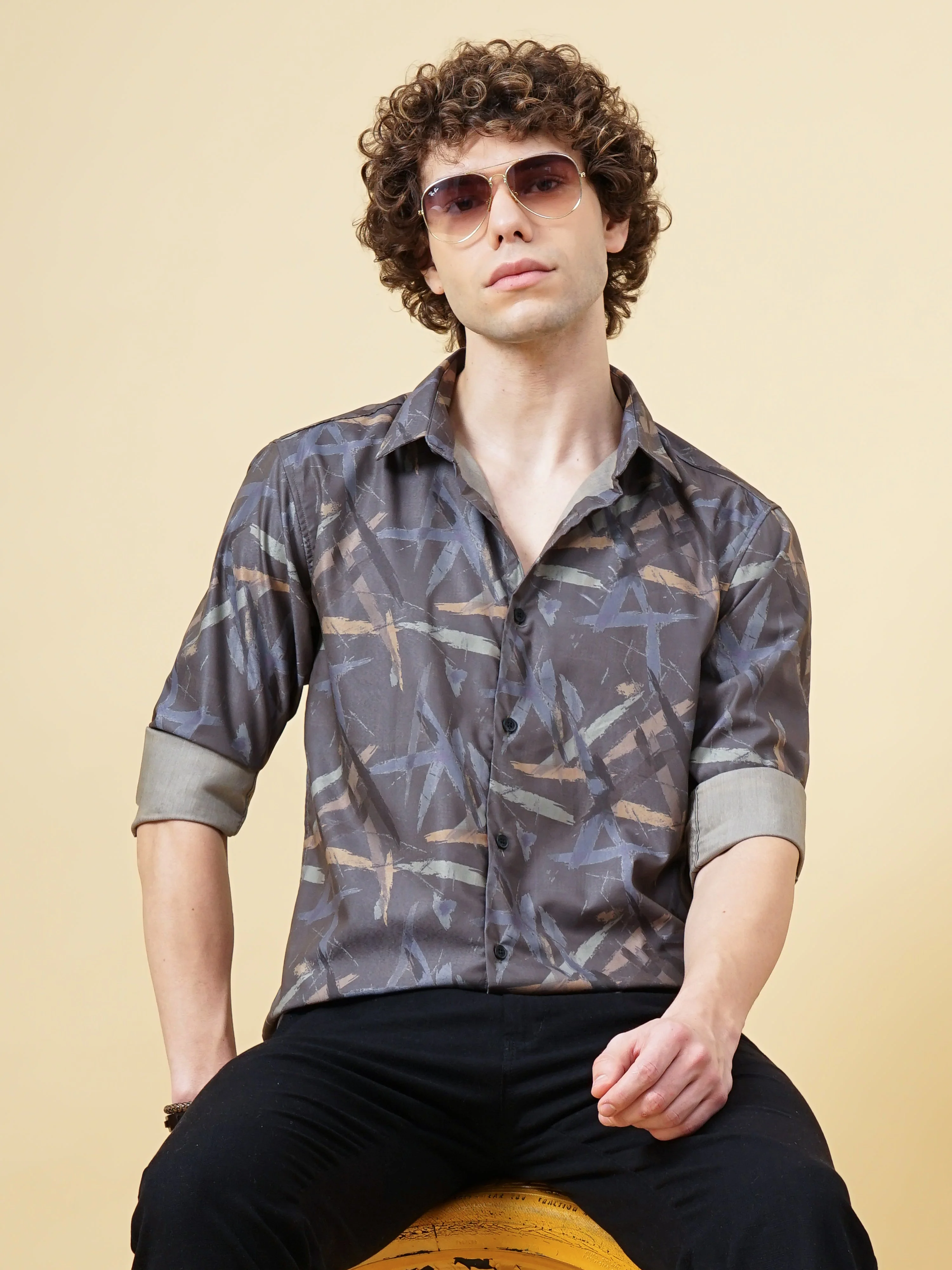 Men Avast Olive Print Shirt - Image 2