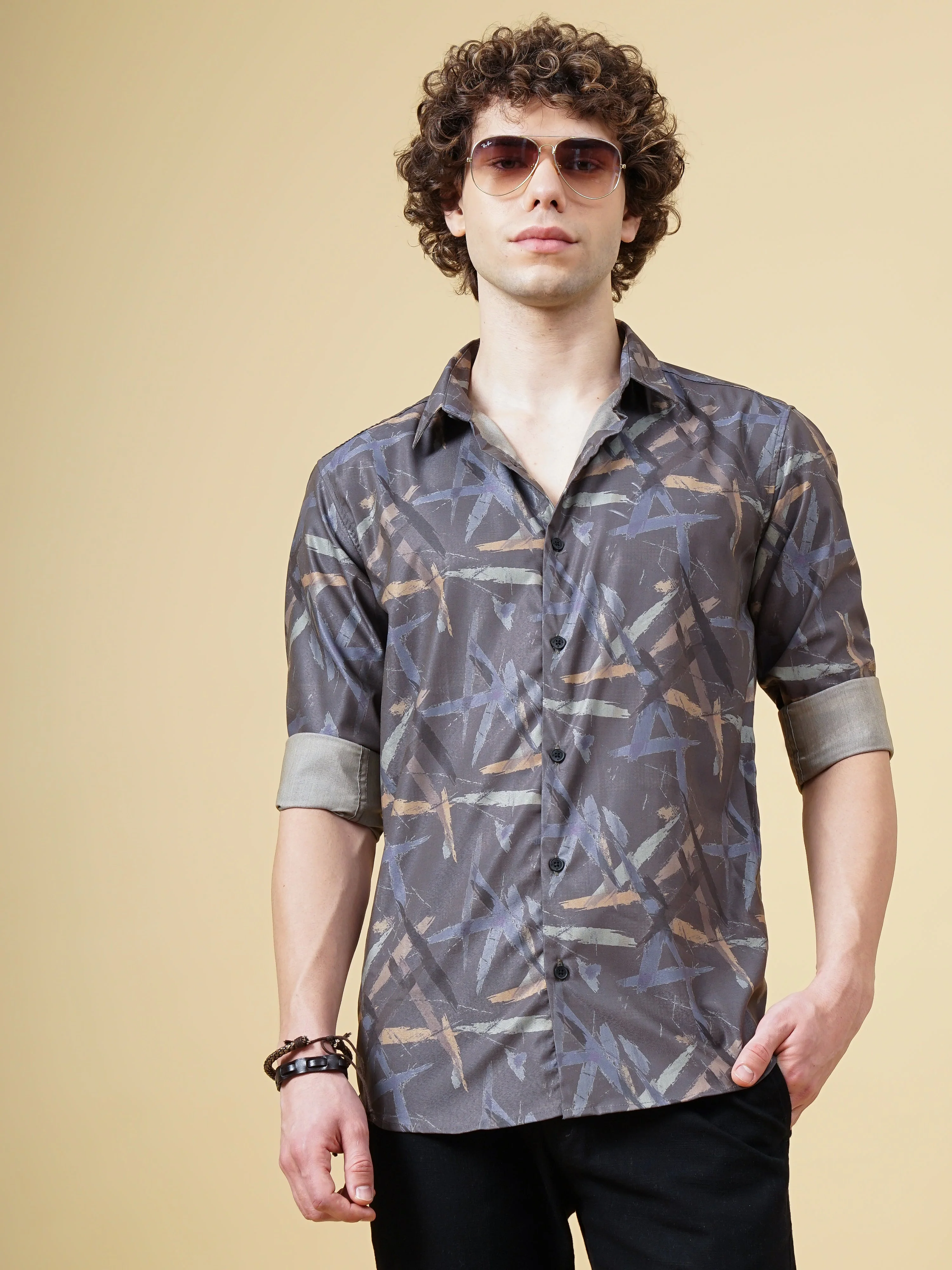 Men Avast Olive Print Shirt - Image 4