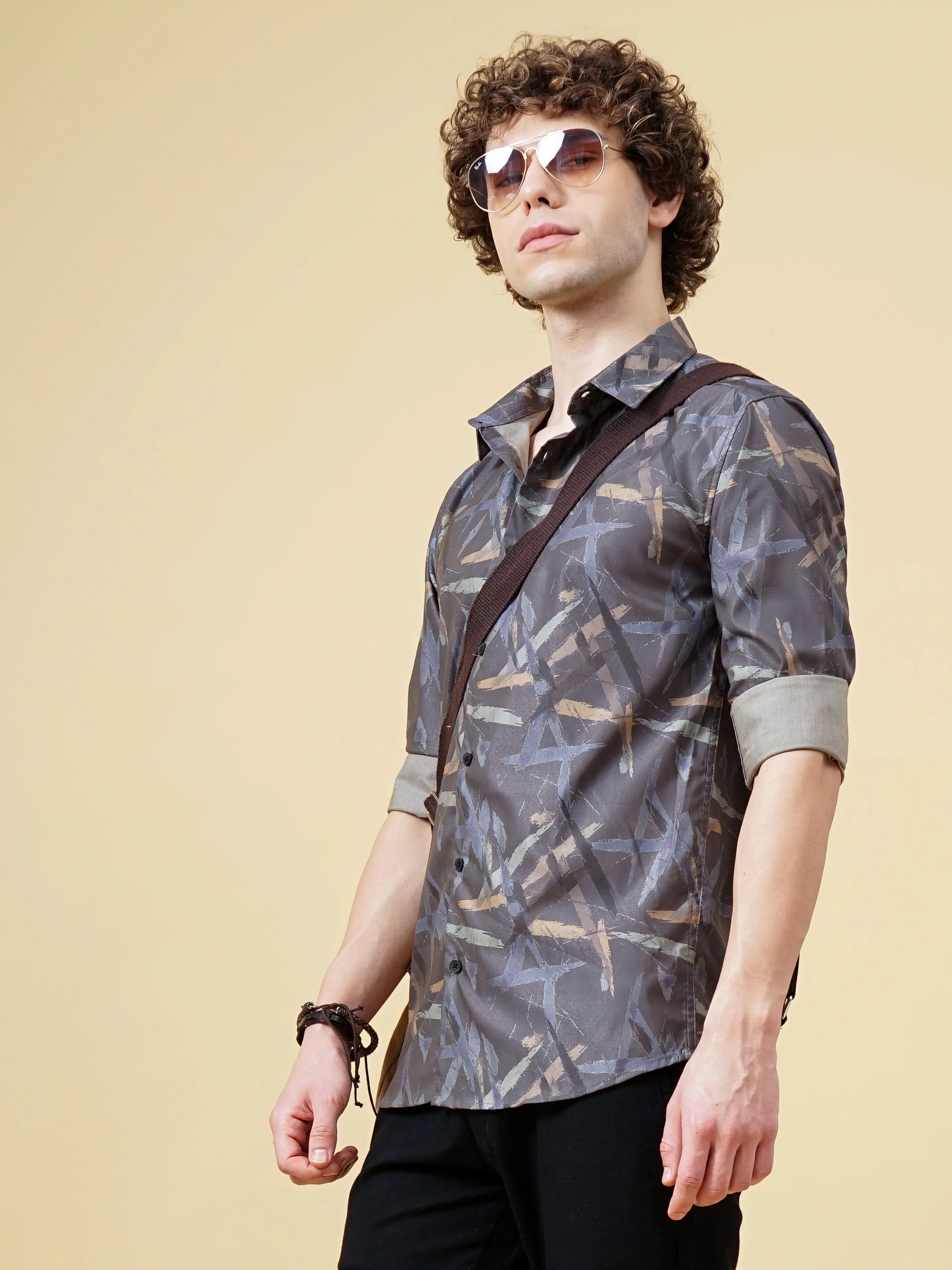 Men Avast Olive Print Shirt - Image 5