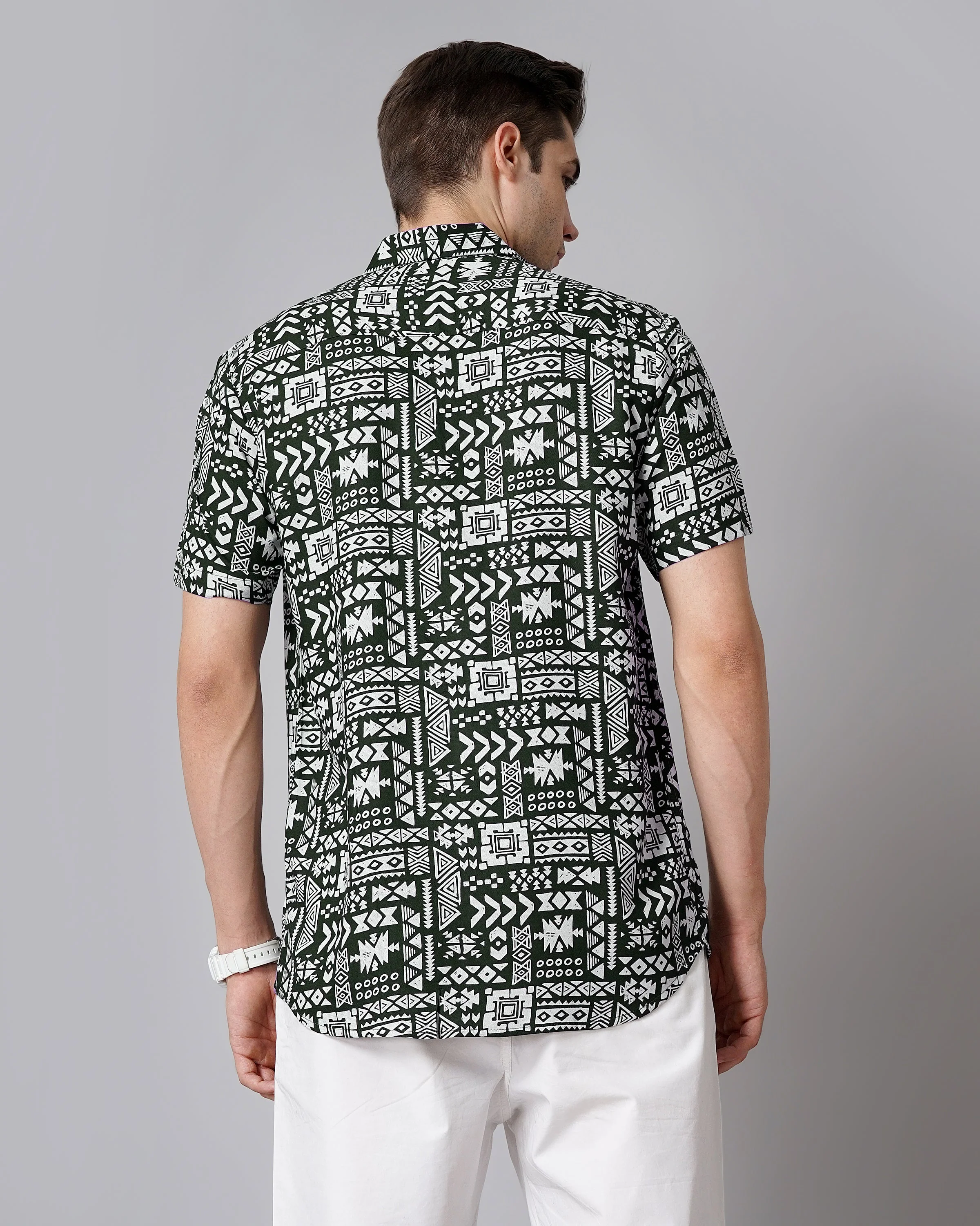 Men Aztec Green Shirt - Image 2