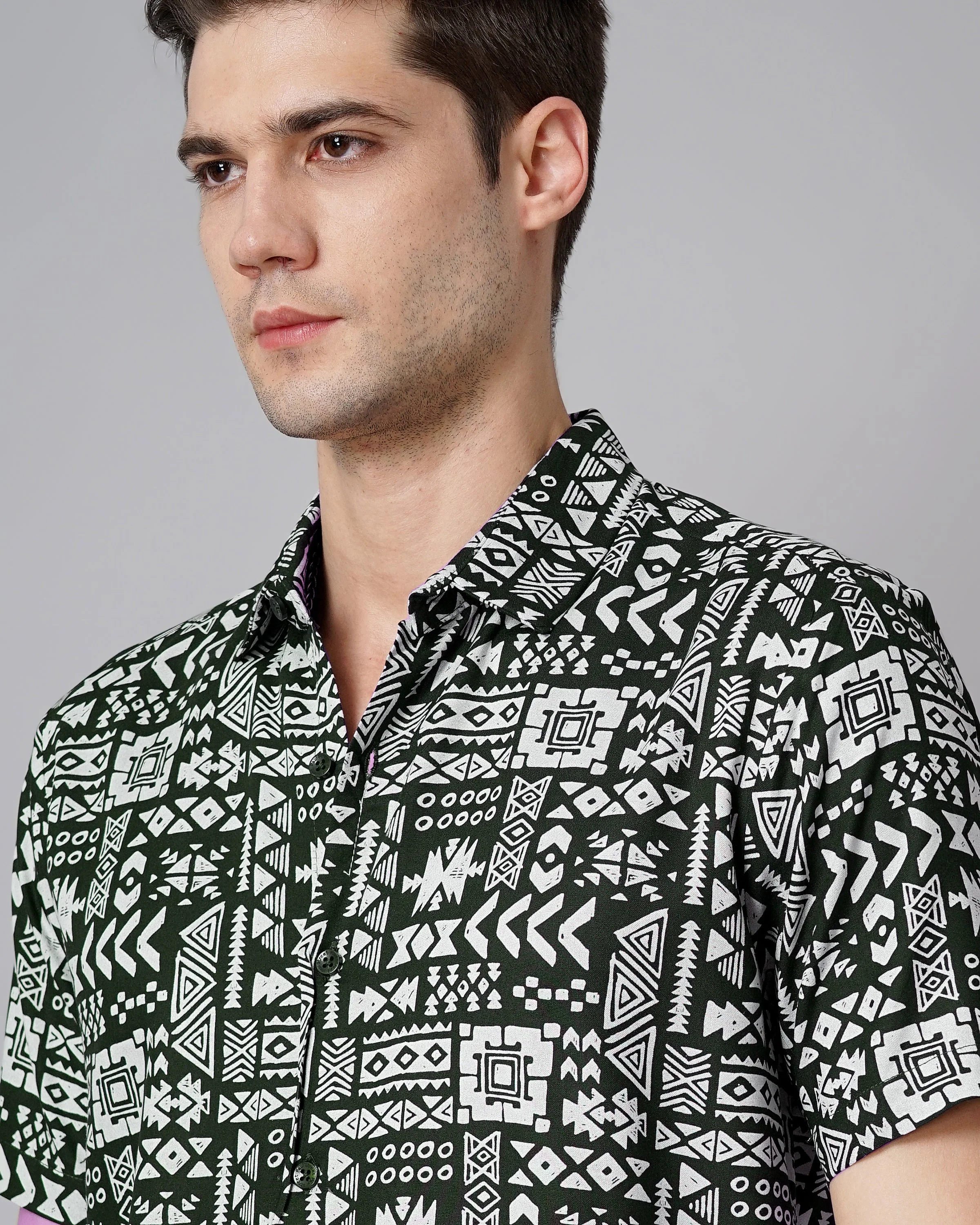 Men Aztec Green Shirt - Image 4