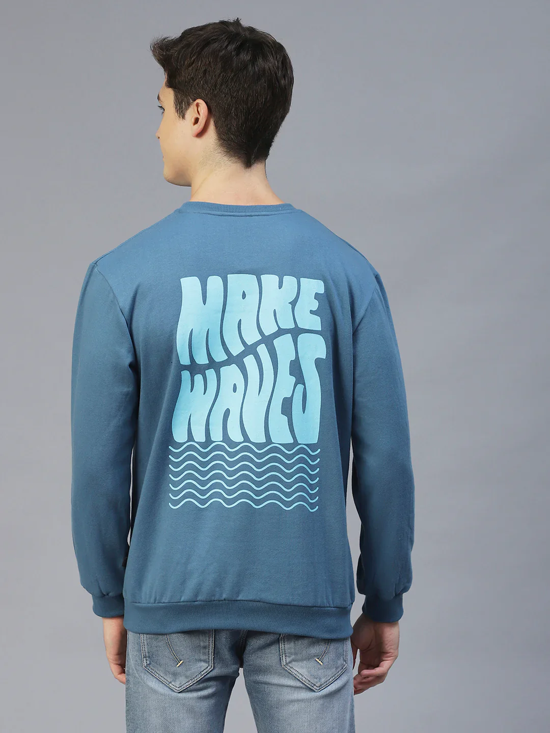 Men Back Printed Oversize Fleece Sweatshirt - Image 2