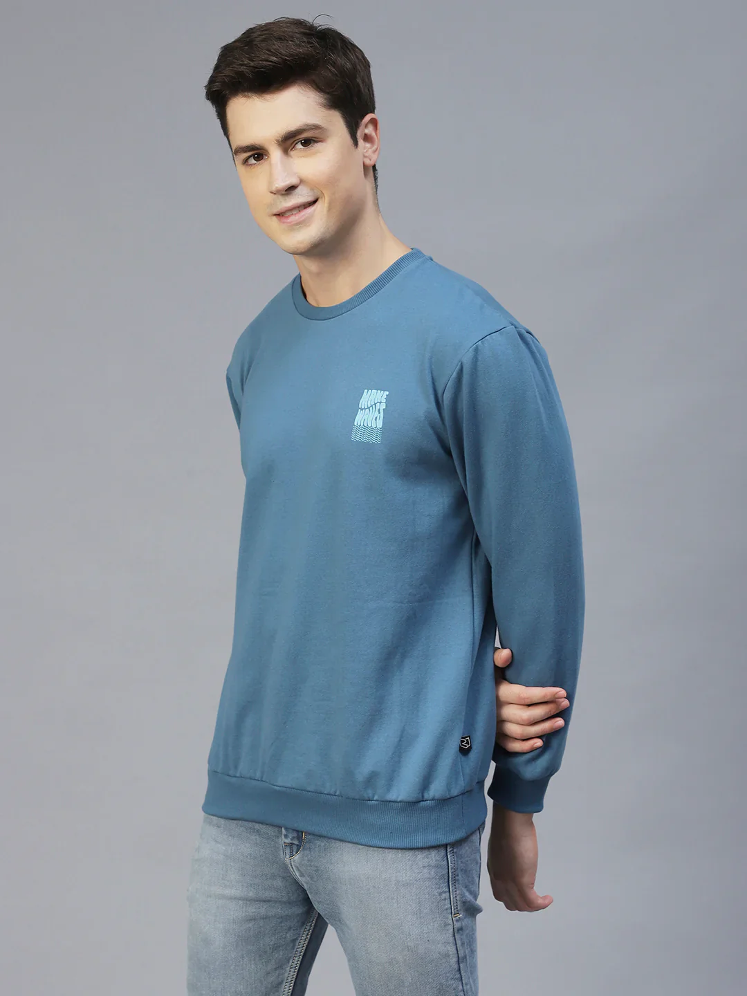 Men Back Printed Oversize Fleece Sweatshirt - Image 3