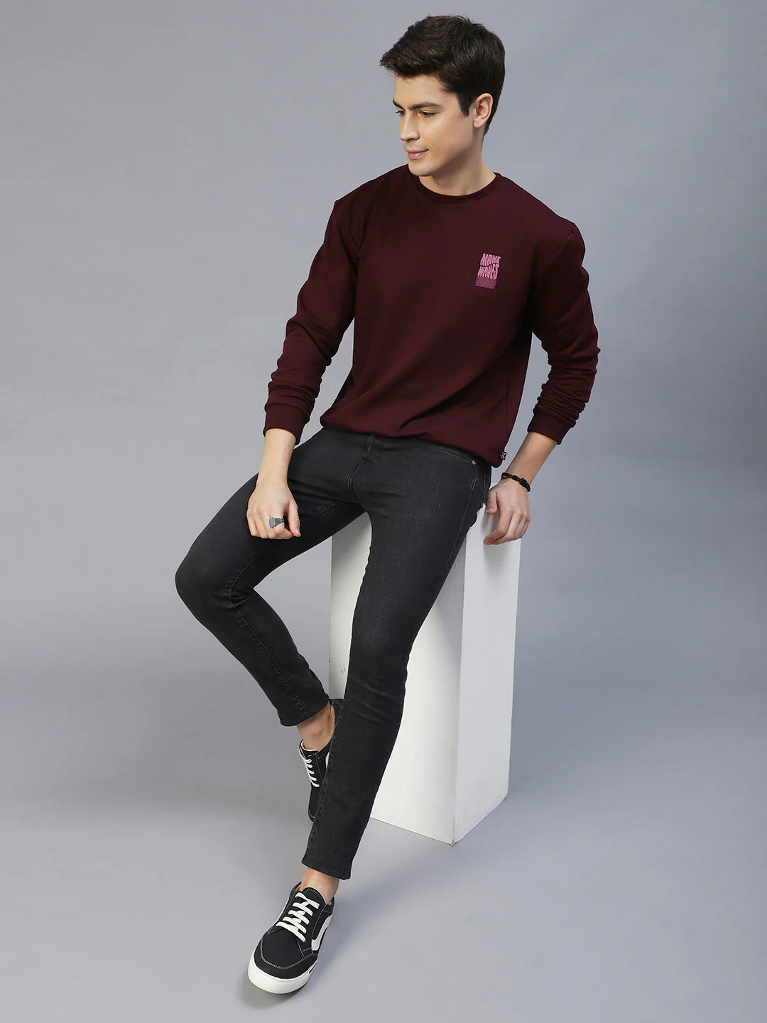 Men Back Printed Oversize Fleece Sweatshirt - Image 4
