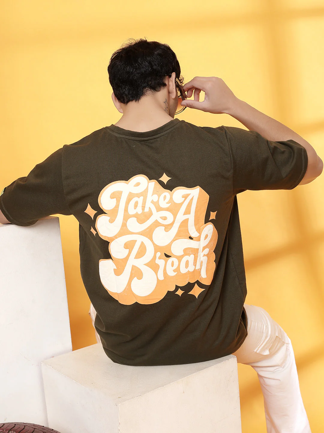 Men Back Puff Print T-Shirt - Image 2
