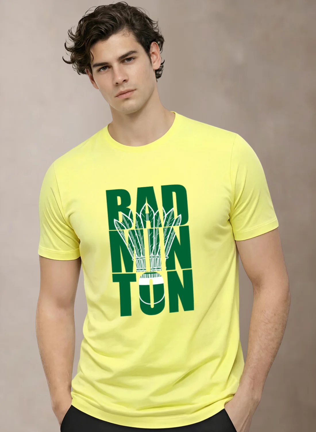 Men Badminton Printed T-Shirt