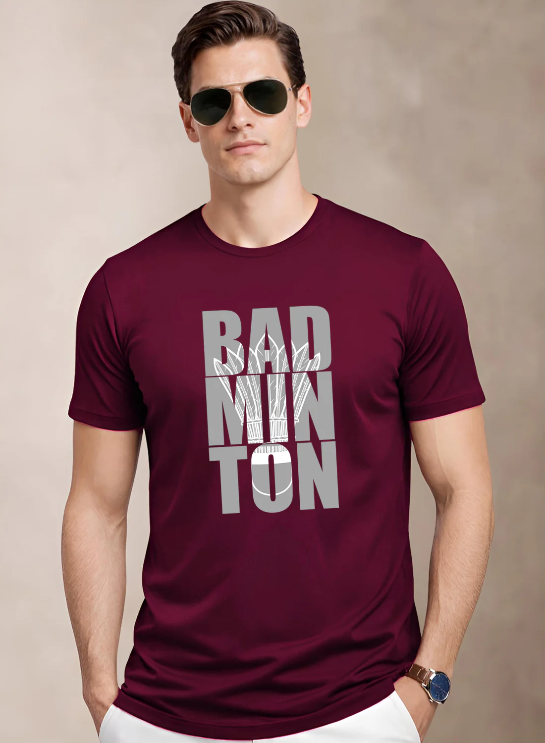 Men Badminton Printed T-Shirt