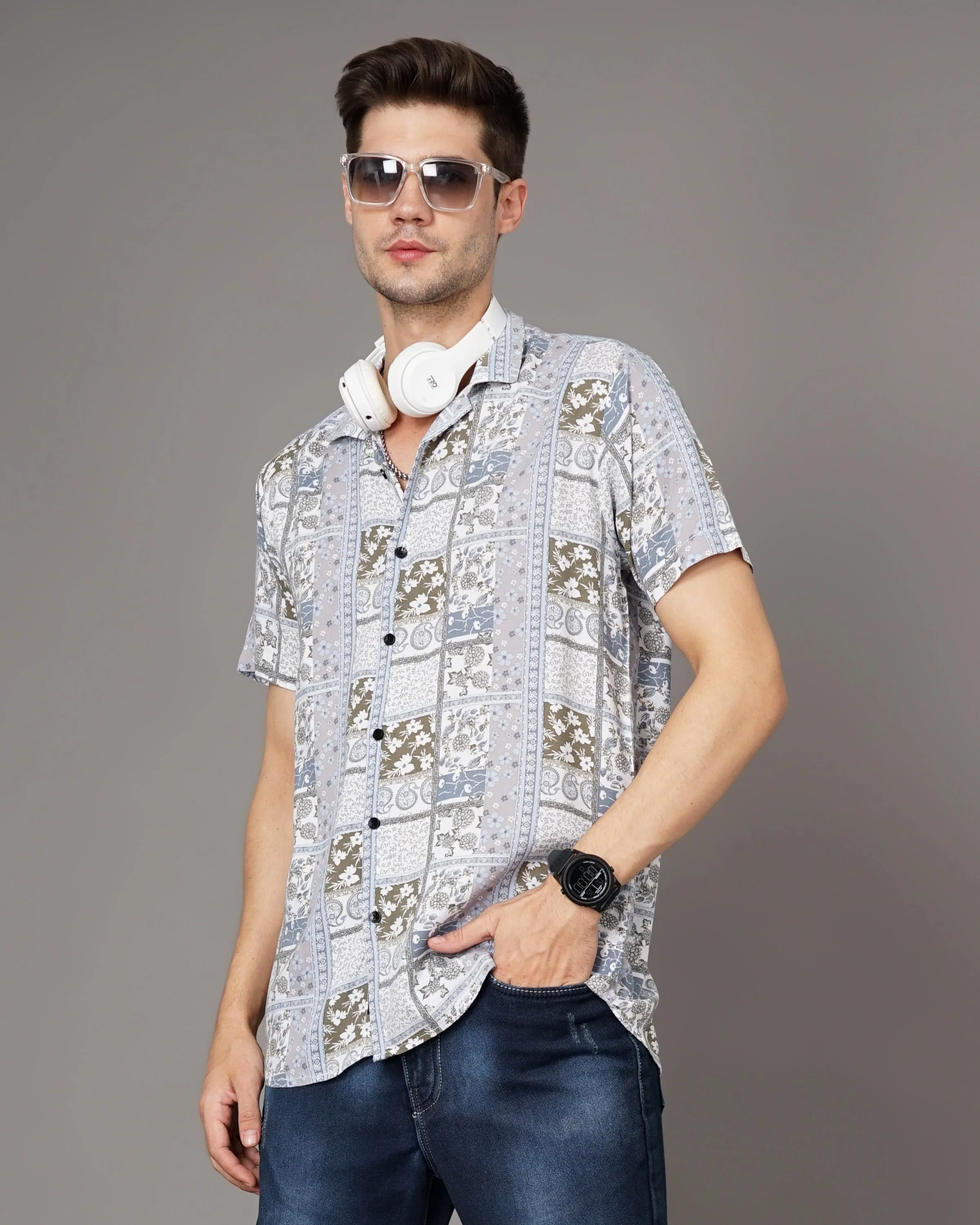 Men Bandana Blue Shirt - Image 4