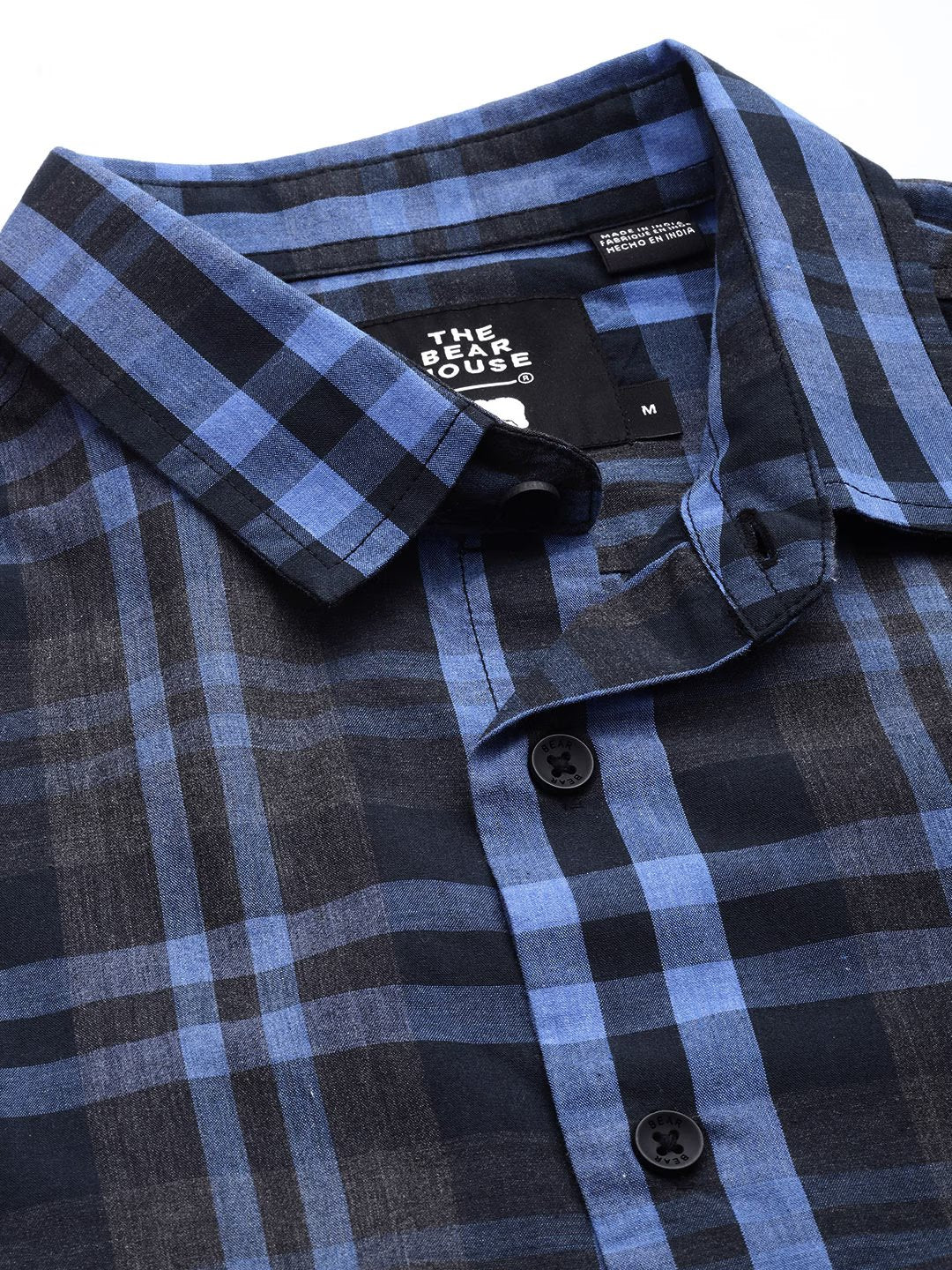 Men Banos - Blue Checked Slim Fit Cotton Casual Shirt | The Bear House - Image 2
