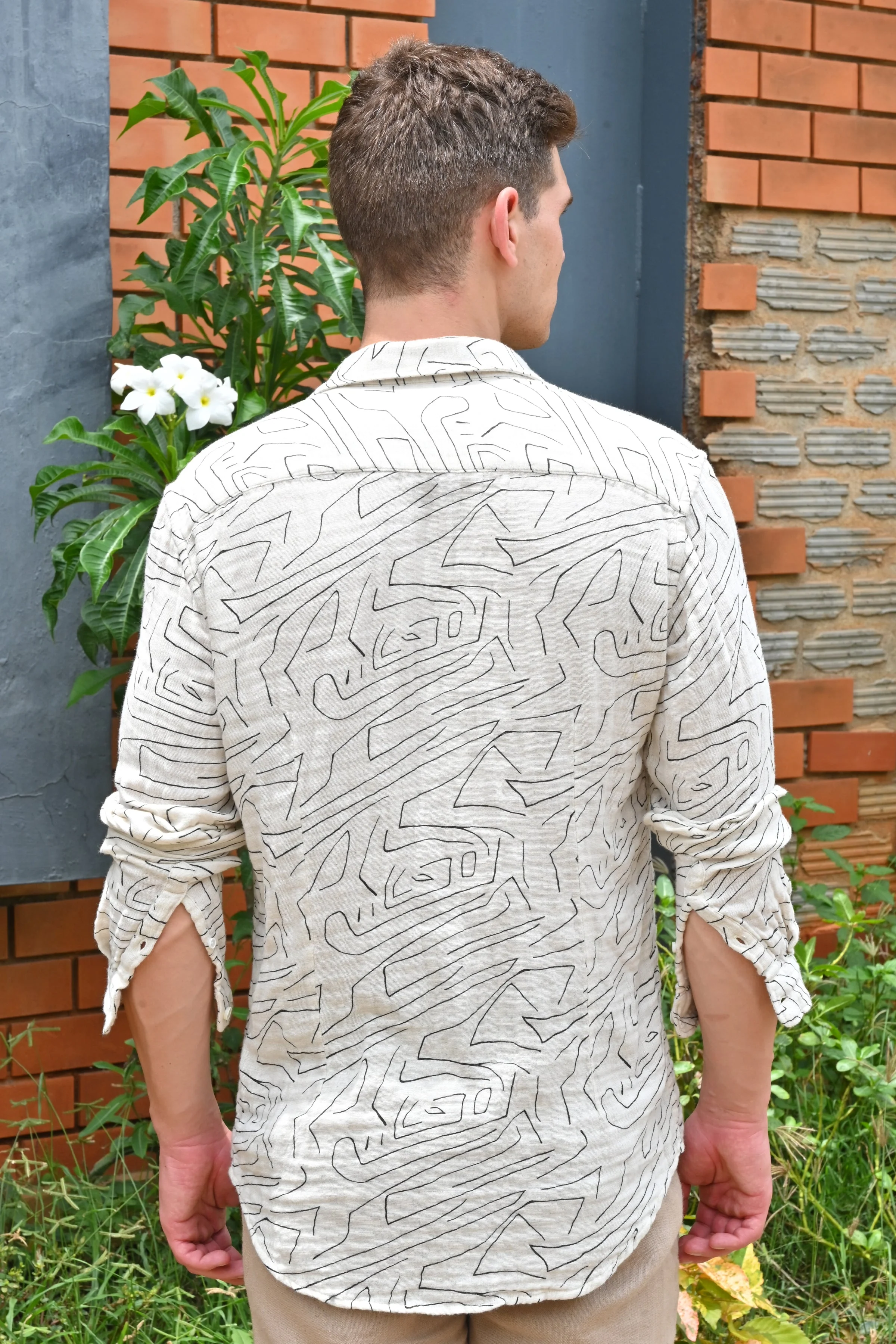 Men Barak White Double Layered Printed Shirt - Image 7