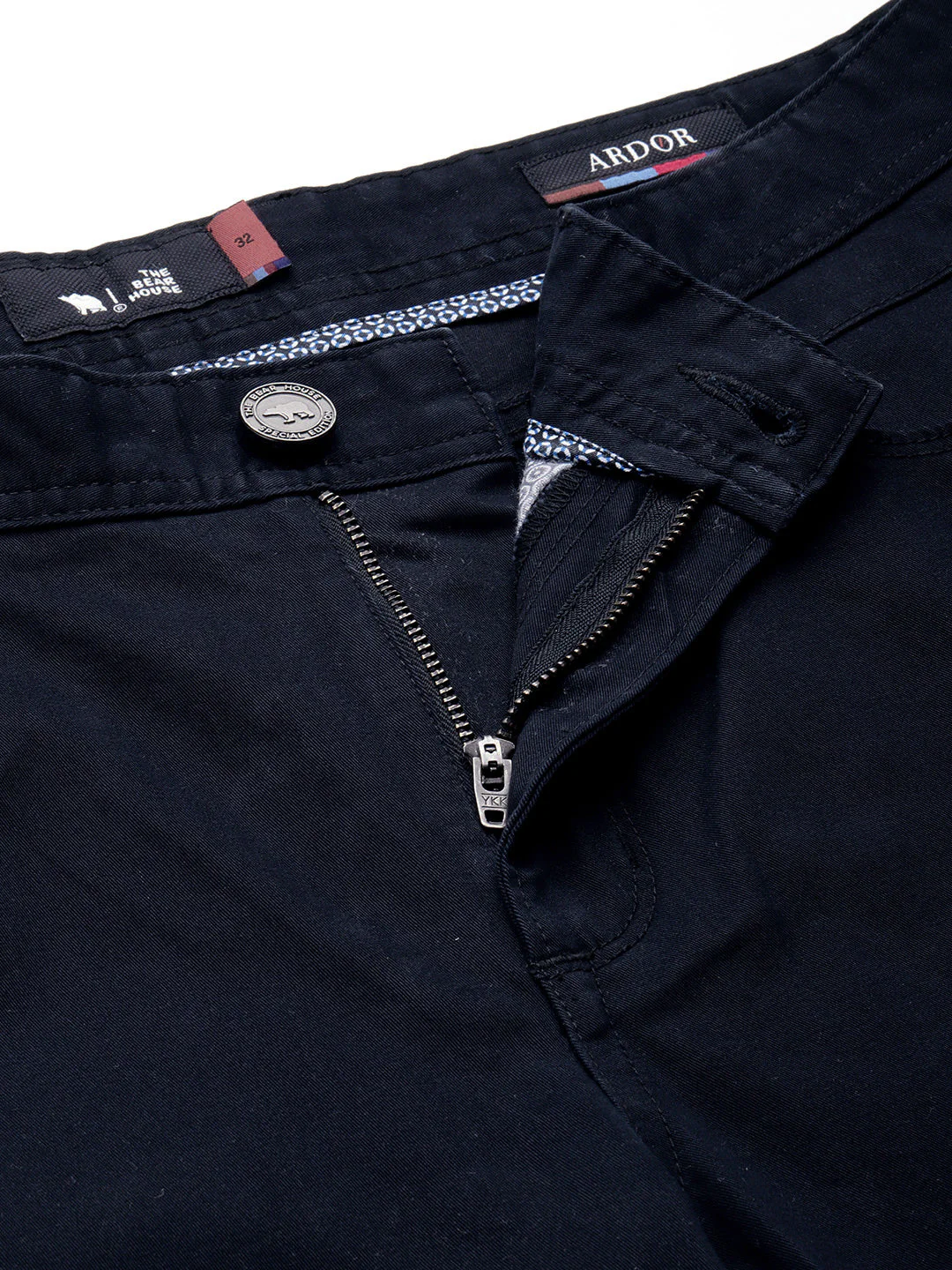 Men Baraki Navy Blue Solid Tapered Fit Chinos Trousers - Image 5