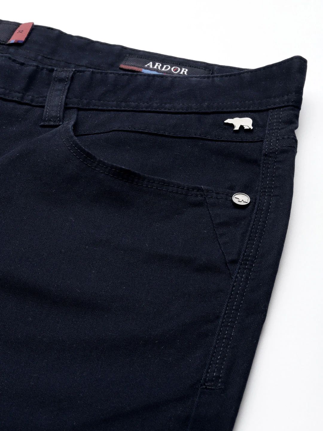 Men Baraki Navy Blue Solid Tapered Fit Chinos Trousers - Image 6