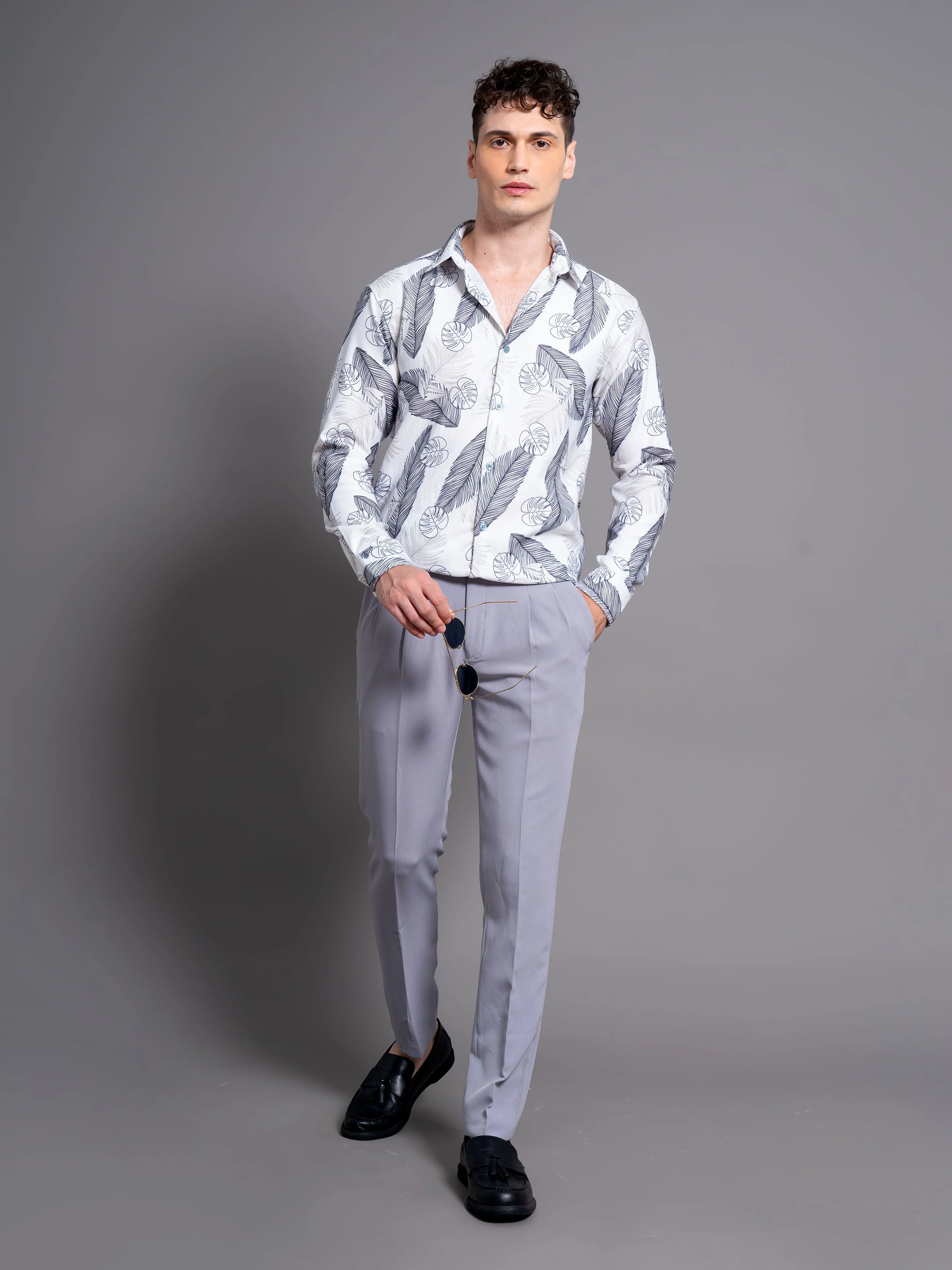 Men Basil White Floral Shirt - Image 5