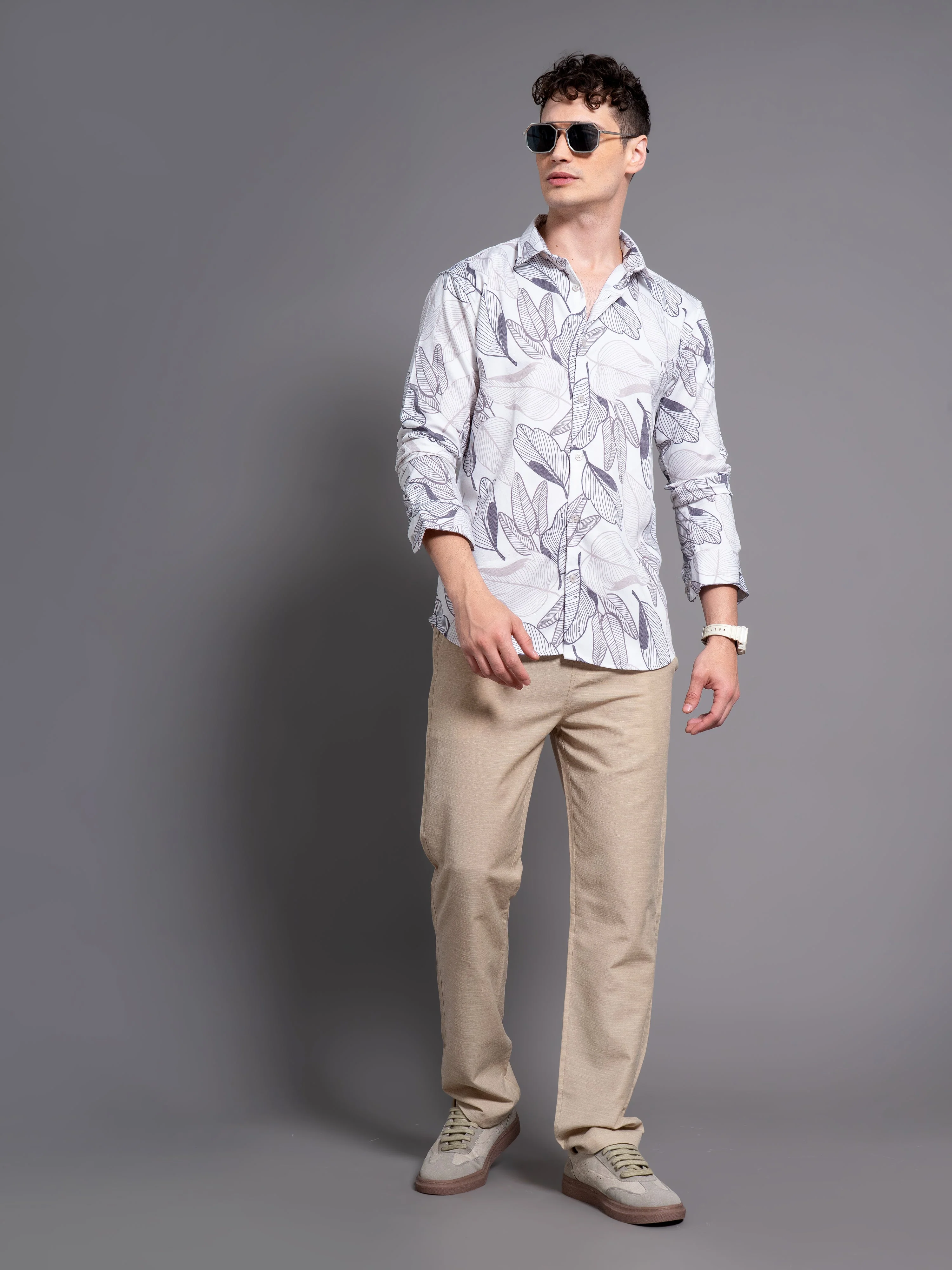 Men Basil White Floral Shirt - Image 6