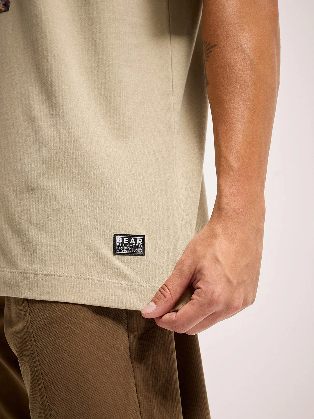 Men Beige 3D graphic Design Crew Neck T-Shirt - Image 6