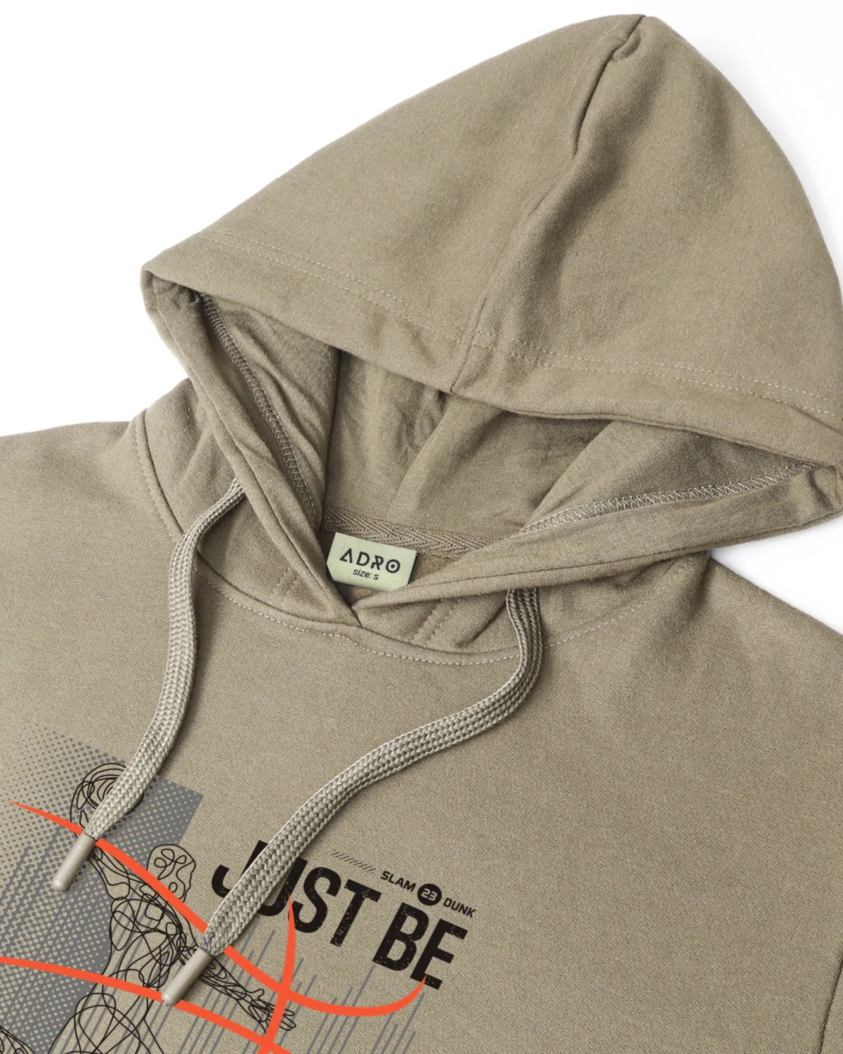 Men Beige Basketball Design Hoodie - Image 6