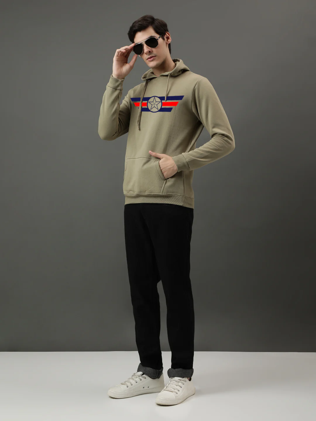 Men Beige Captain America Printed Hoodie - Image 4