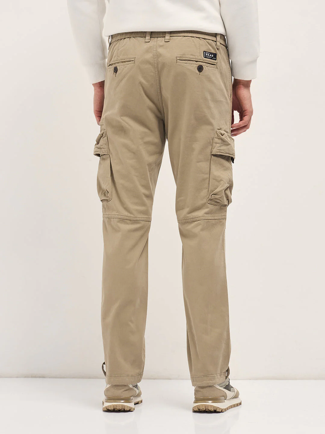 Men Beige Cargo Pants - Image 2