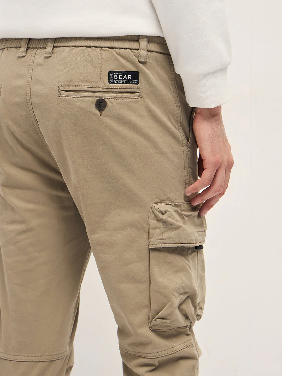Men Beige Cargo Pants - Image 6