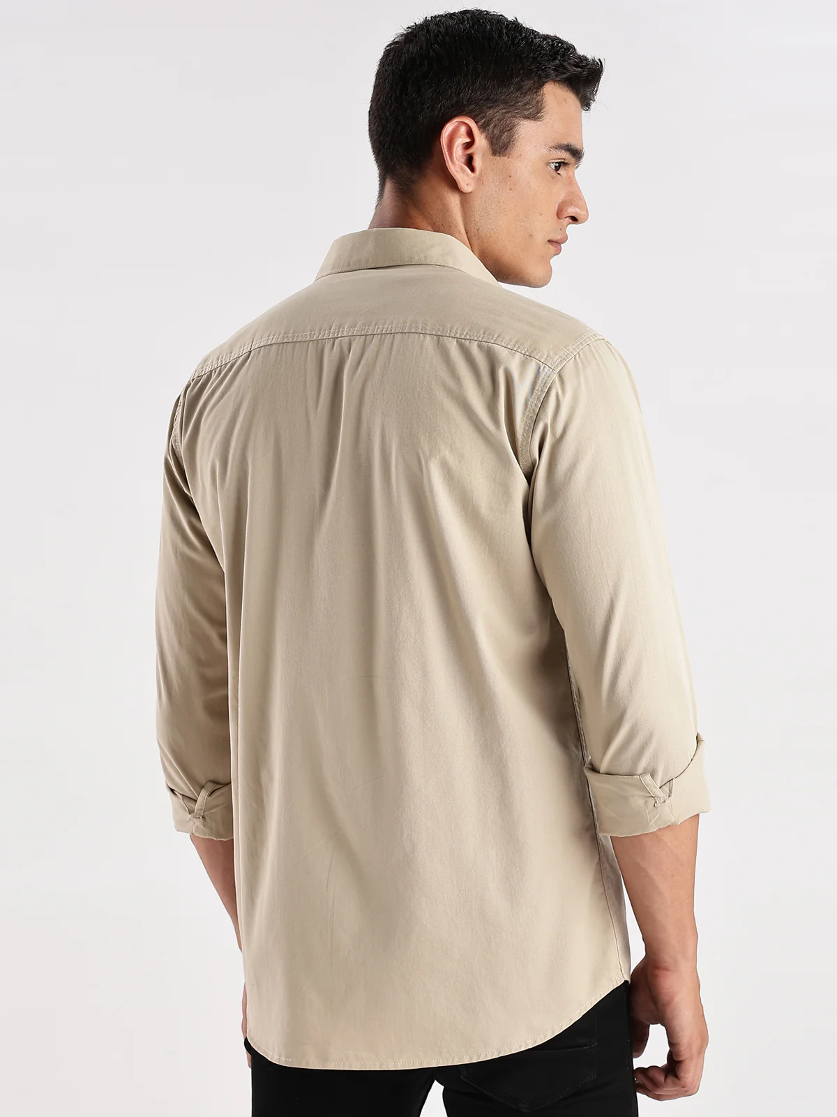 Men Beige Cargo Shirt - Image 2