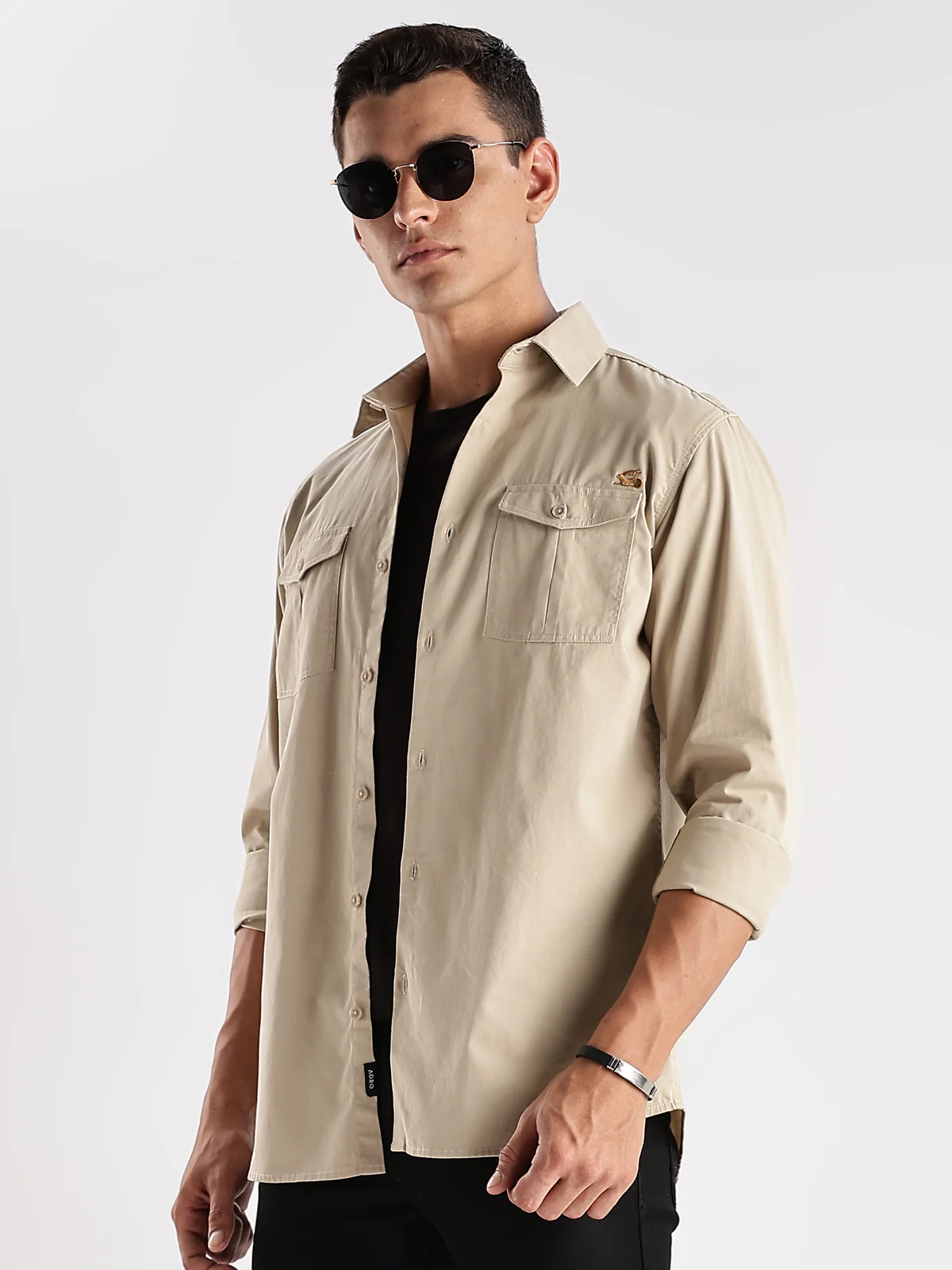 Men Beige Cargo Shirt - Image 6