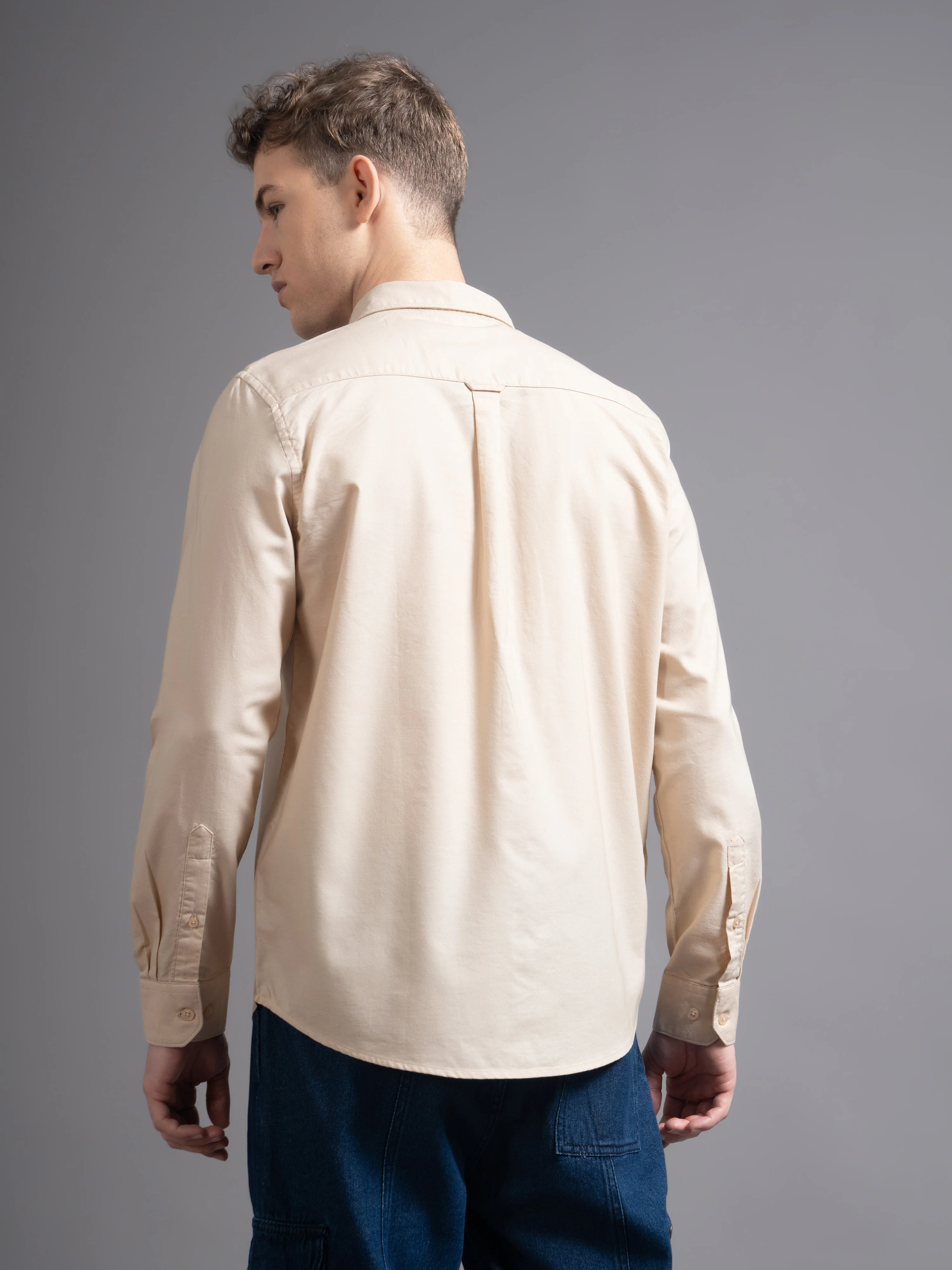 Men Beige Casual Shirt - Image 4