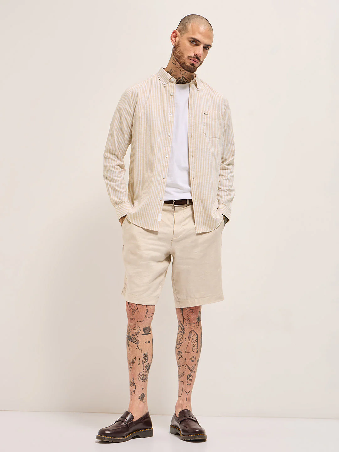Men Beige Casual Shirt - Image 4