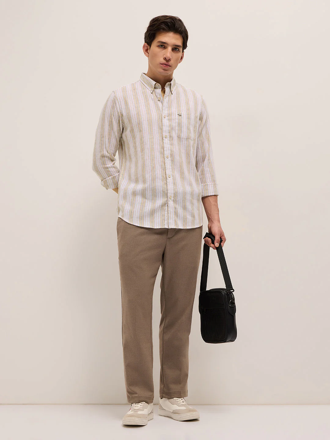 Men Beige Casual Shirt - Image 4