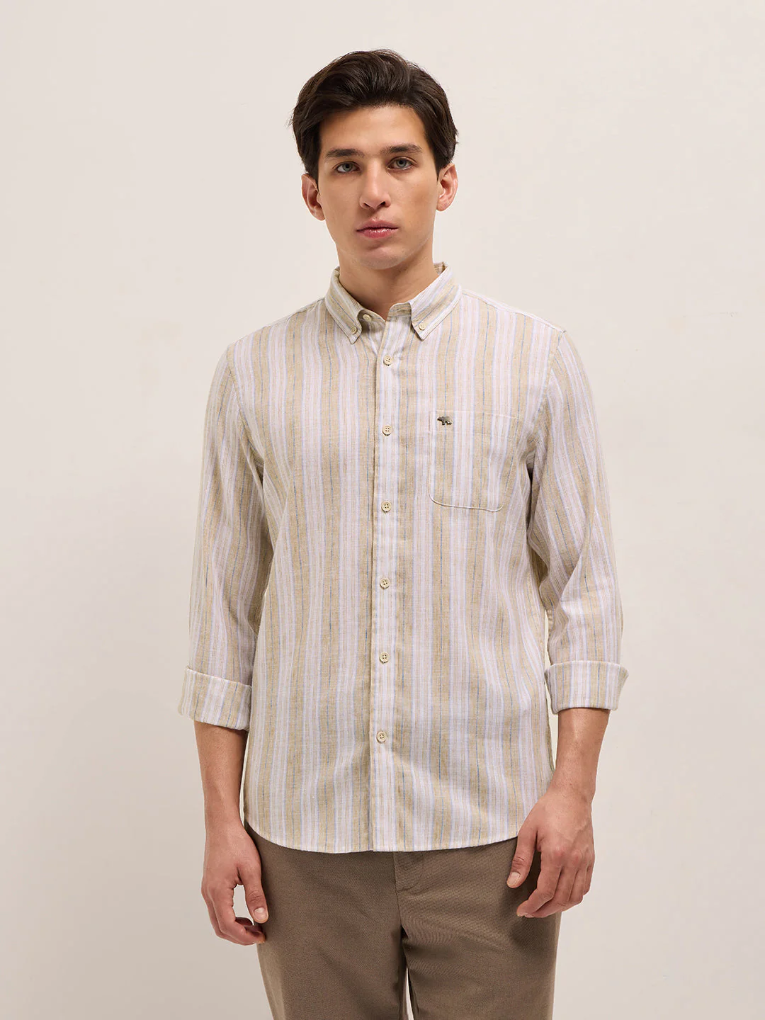 Men Beige Casual Shirt - Image 6