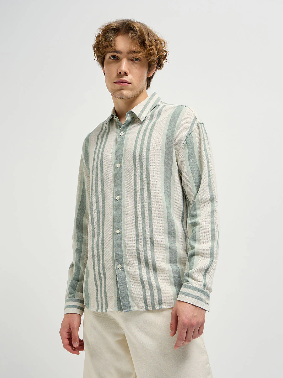 Men Beige Casual Shirt - Image 3