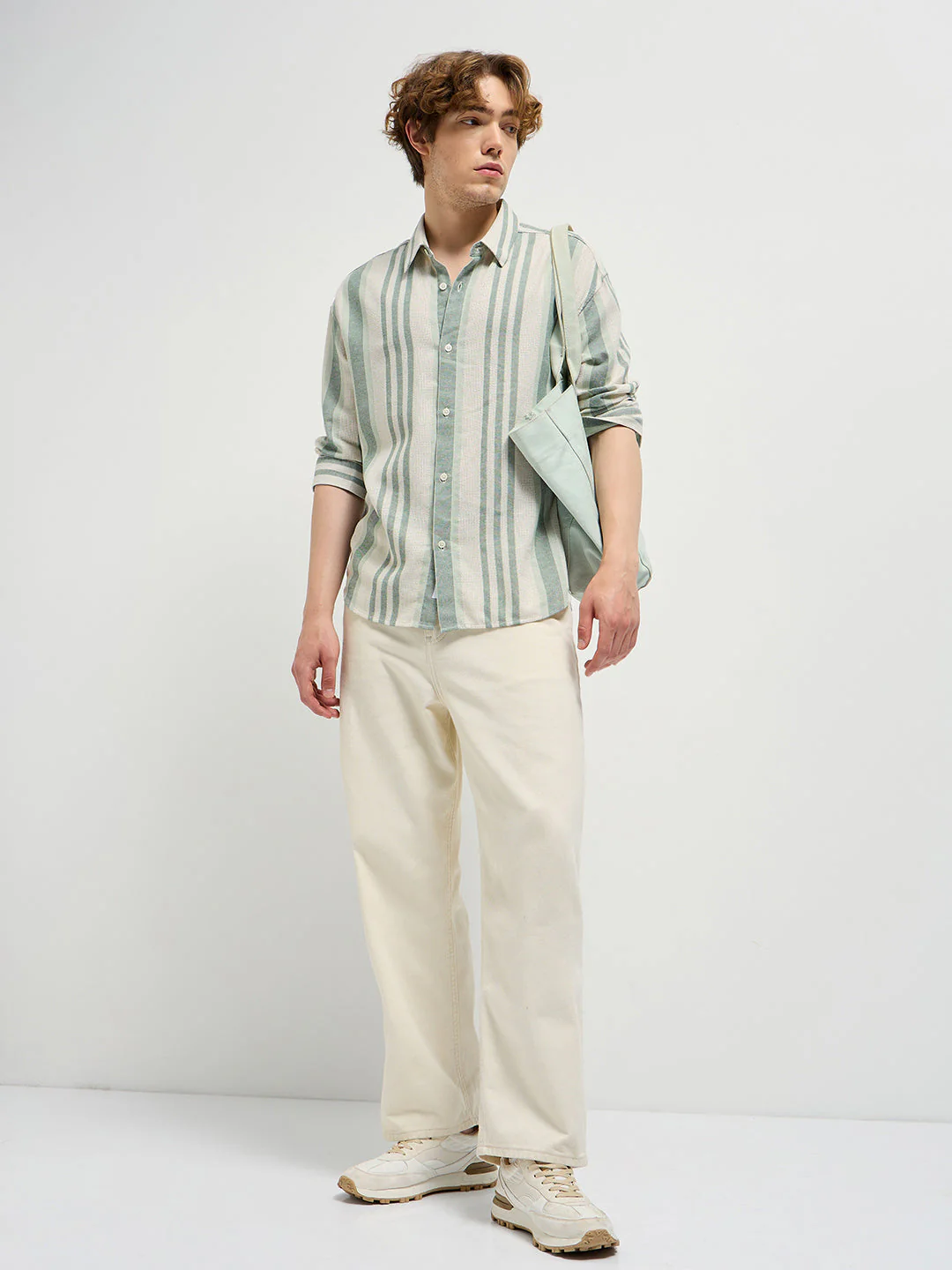 Men Beige Casual Shirt - Image 4